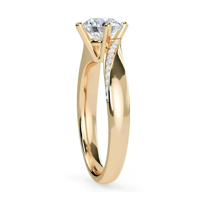 1.22 CT Certified VS/SI Lab Grown Diamond Women's Wedding Ring 925 Sterling Silver With Vermeil Gold