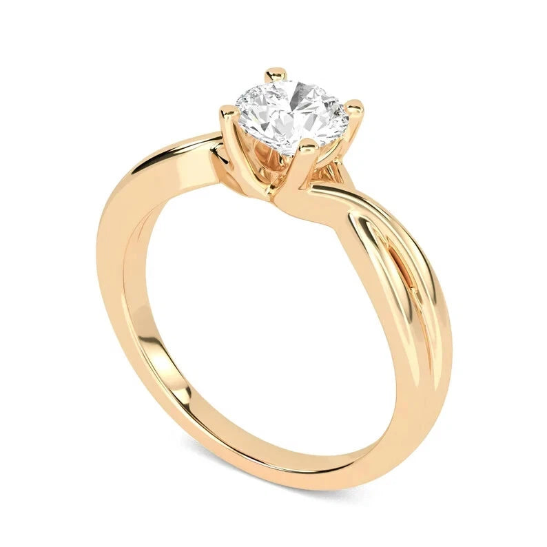 Women's Engagement Ring Certified 1.00 CT EF VS/SI Lab Grown Diamond 925 Sterling Silver With Vermeil Gold