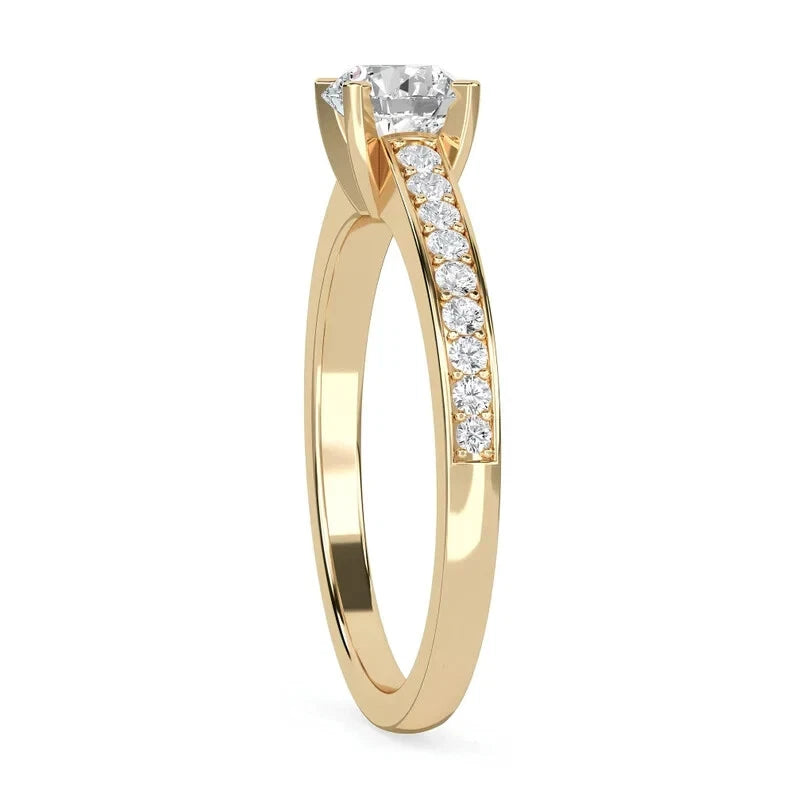 1.18 CT Certified VS/SI Lab Grown Diamond Wedding Ring 925 Sterling Silver With Vermeil Gold