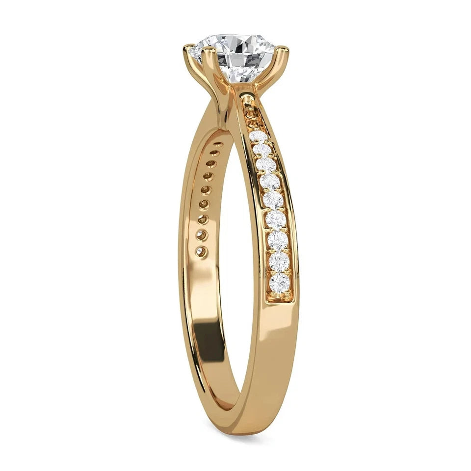 Certified 1.18 CT EF VS/SI Lab Grown Diamond Wedding Ring 925 Sterling Silver With Vermeil Gold