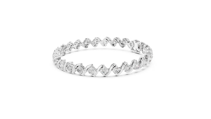 6.455 CT EF VS/SI Lab Grown Round Certified Diamond Tennis Wedding Bracelet For Women's 14K White Gold