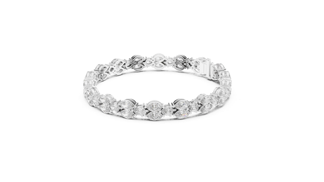 Marquise/Pear Cut Lab Grown Certified Diamond EF VS/SI Tennis Wedding Bracelet For Women's 14K White Gold
