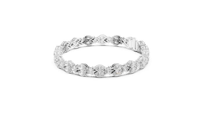 Marquise/Pear Cut Lab Grown Certified Diamond EF VS/SI Tennis Wedding Bracelet For Women's 14K White Gold