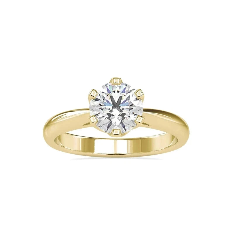 925 Sterling Silver 1 CT Certified VS/SI Lab Grown Diamond Women's Engagement Ring With Vermeil Gold