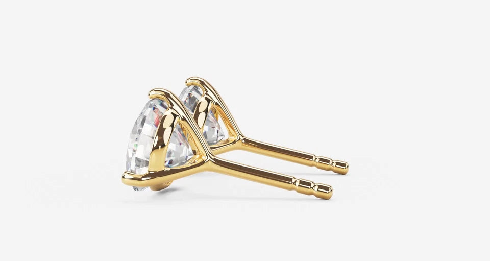 Women's Stud Earrings 1 CT Certified EF VS/SI Lab Grown Diamond 925 Sterling Silver With Vermeil Gold