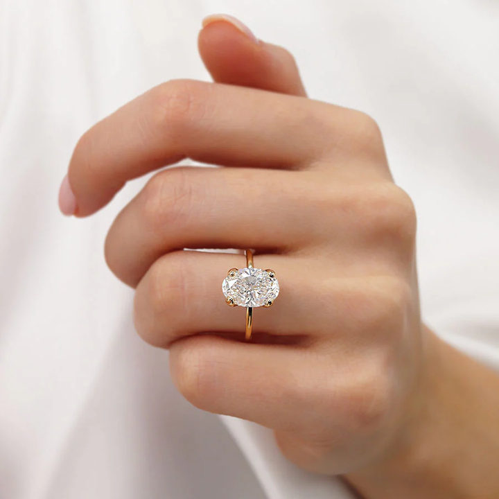 Certified 1.00 CT Oval Cut EF VS/SI Lab Grown Diamond Nordic Gold Engagement Ring (Demi -Fine)