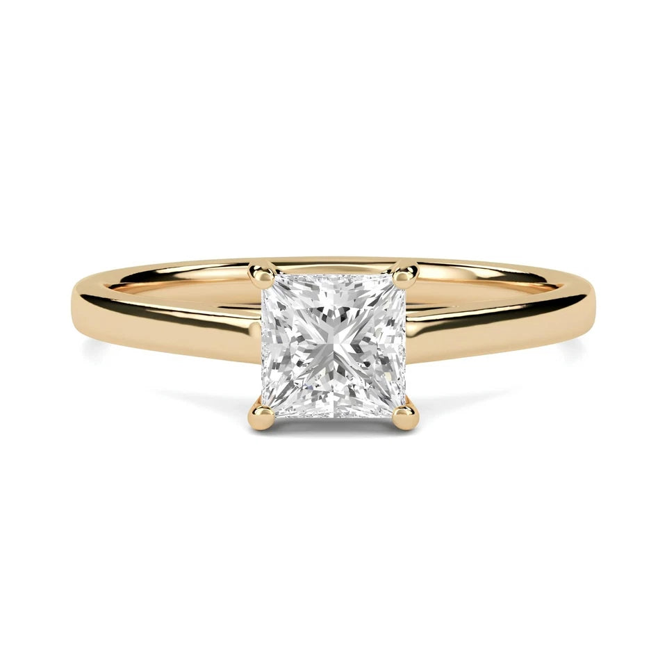 1 CT Princess Cut Certified VS/SI Lab Grown Diamond Engagement Ring  925 Sterling Silver With Vermeil Gold
