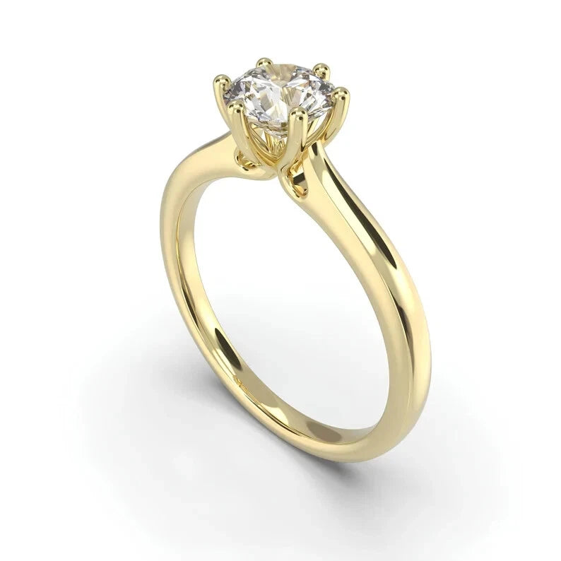 Certified 1.00 CT EF Lab Grown Diamond Women's Engagement Ring 925 Sterling Silver With Vermeil Gold