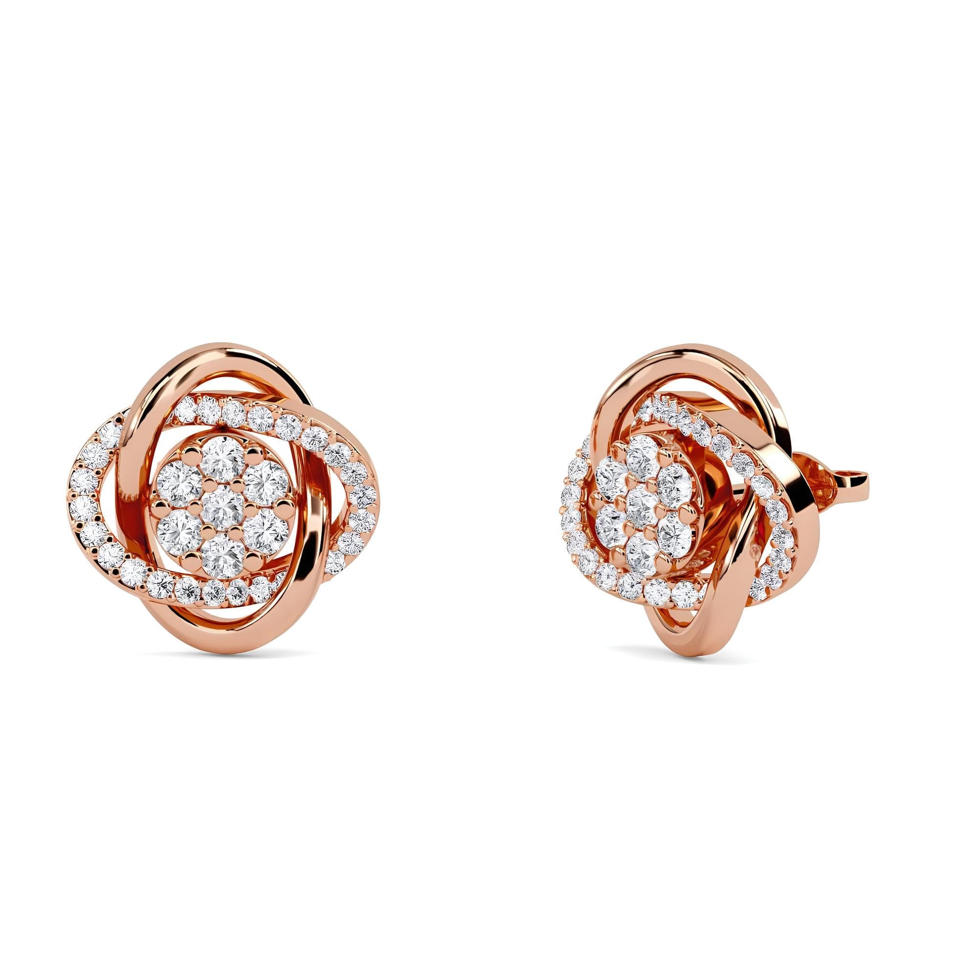 0.50 CTW Round Cut Lab-Grown Diamond Halo Knot Stud Earrings 14K Gold Perfect Valentine’s Day Gift