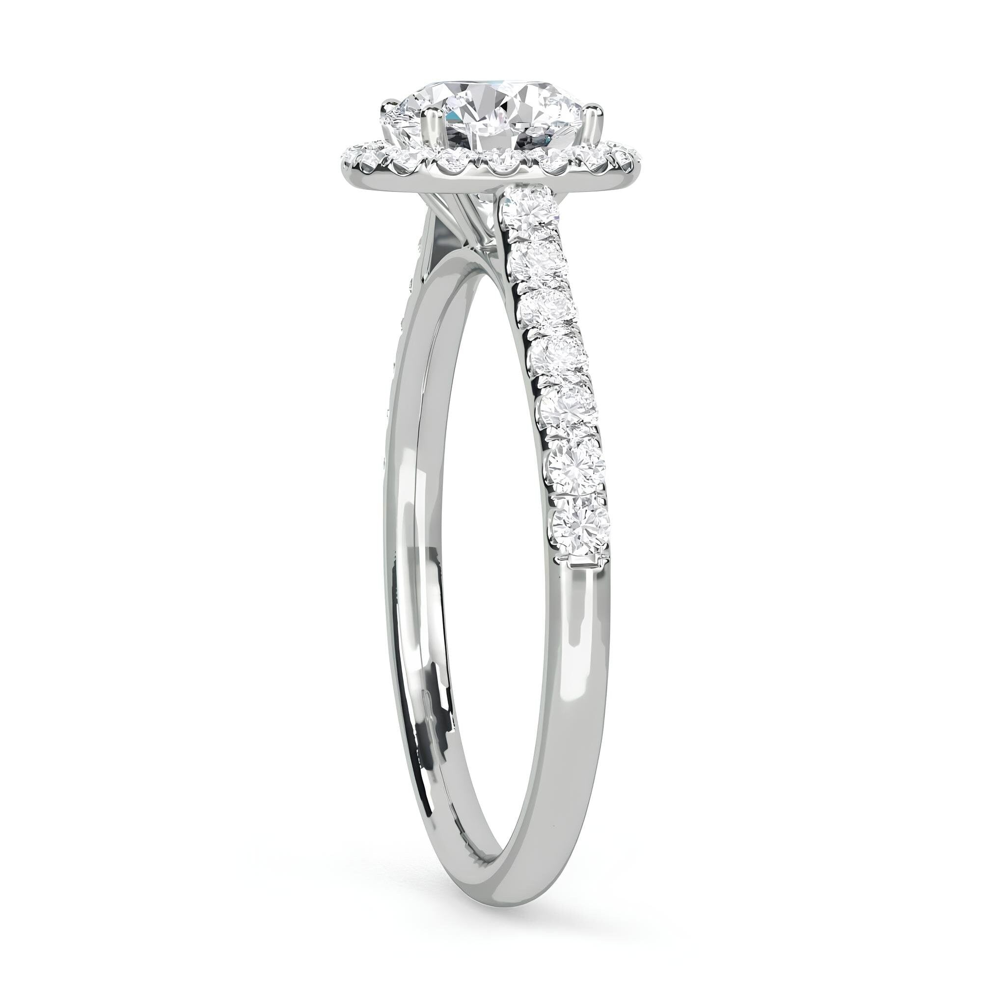 1.00 CT Round Lab-Grown Diamond Halo Engagement Ring EF VS/SI Certified Diamond in 14K Gold