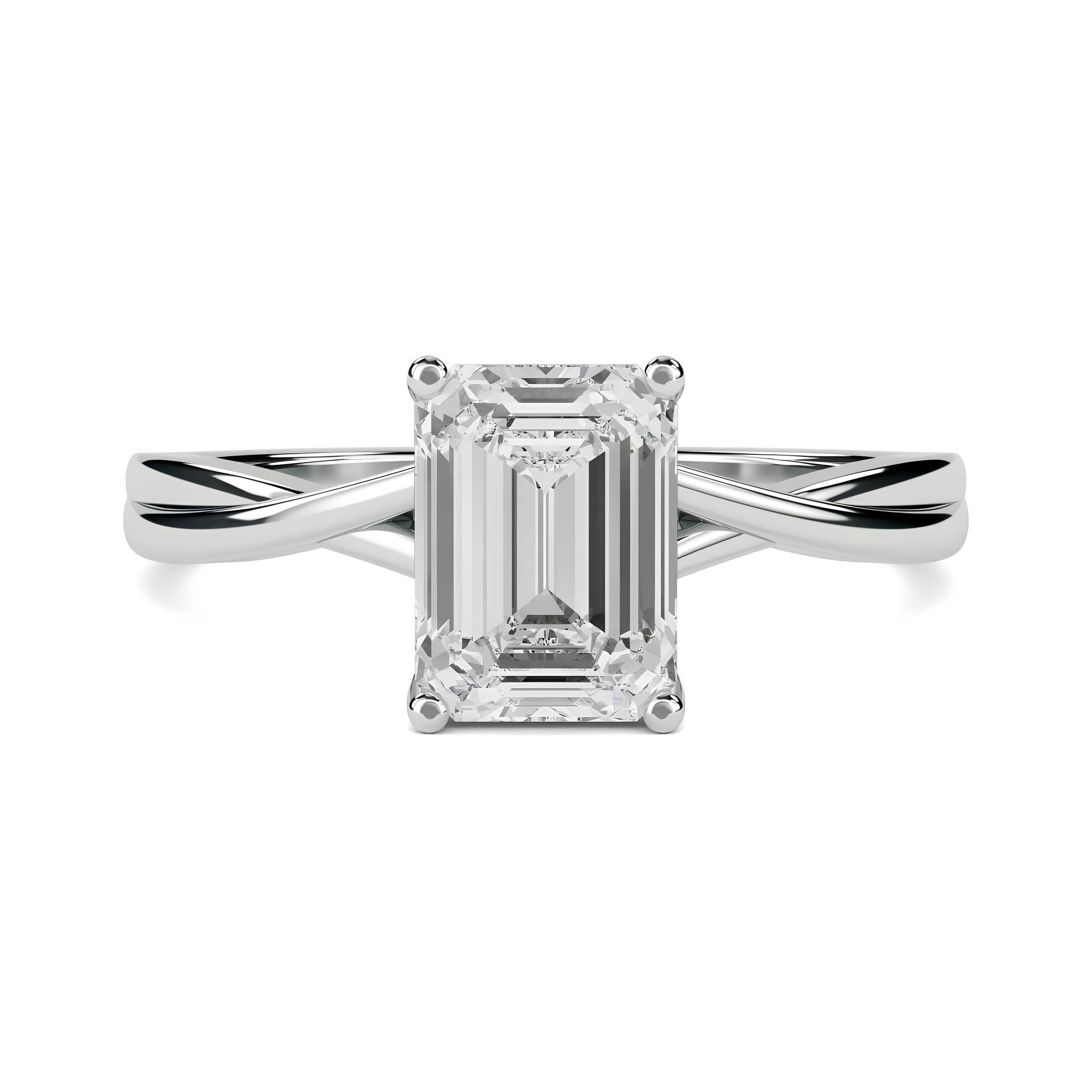 1.00 Ct Emerald Cut Lab-Grown Diamond Solitaire Engagement Ring EF VS/SI Certified Diamond in 14K Gold or Platinum