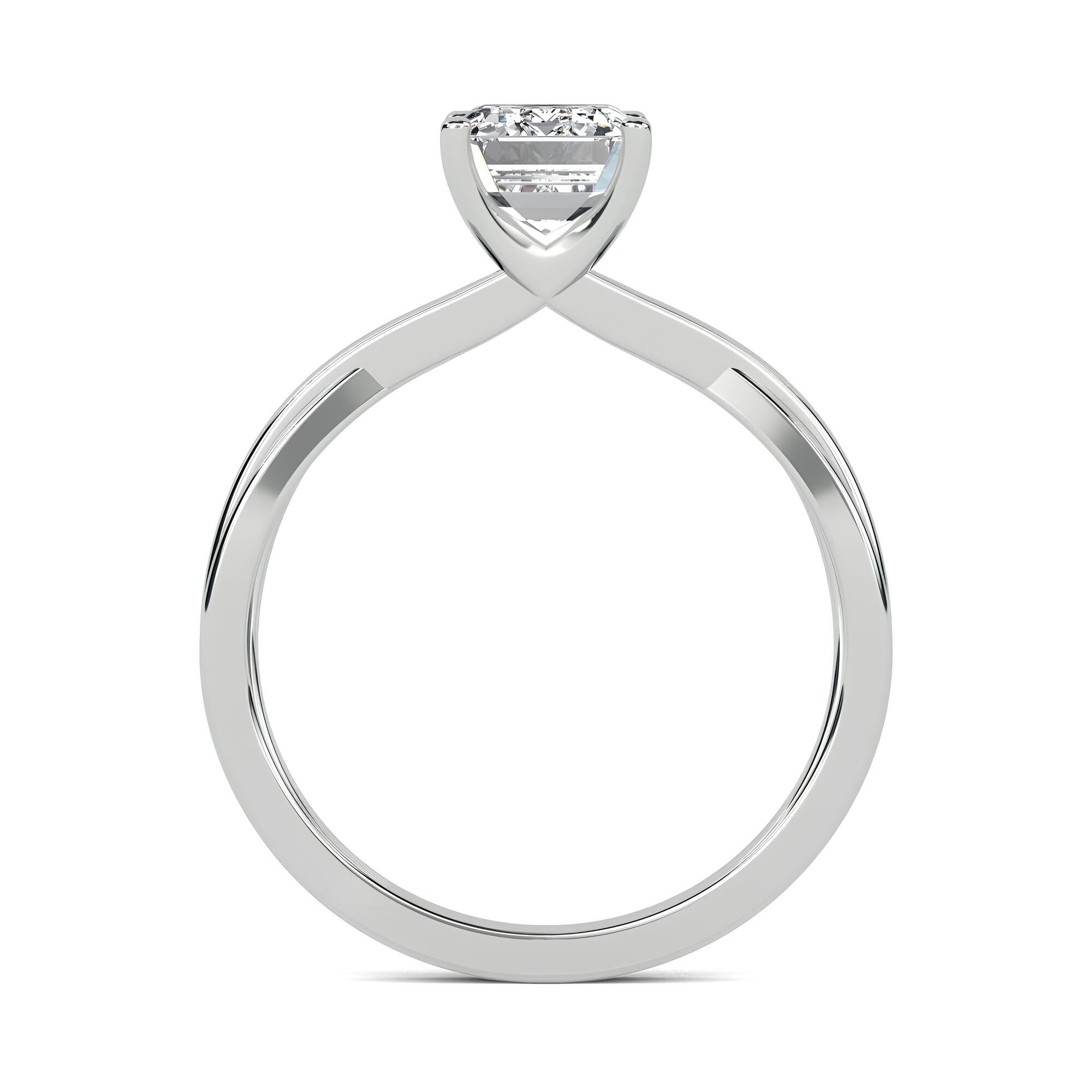 1.00 Ct Emerald Cut Lab-Grown Diamond Solitaire Engagement Ring EF VS/SI Certified Diamond in 14K Gold or Platinum