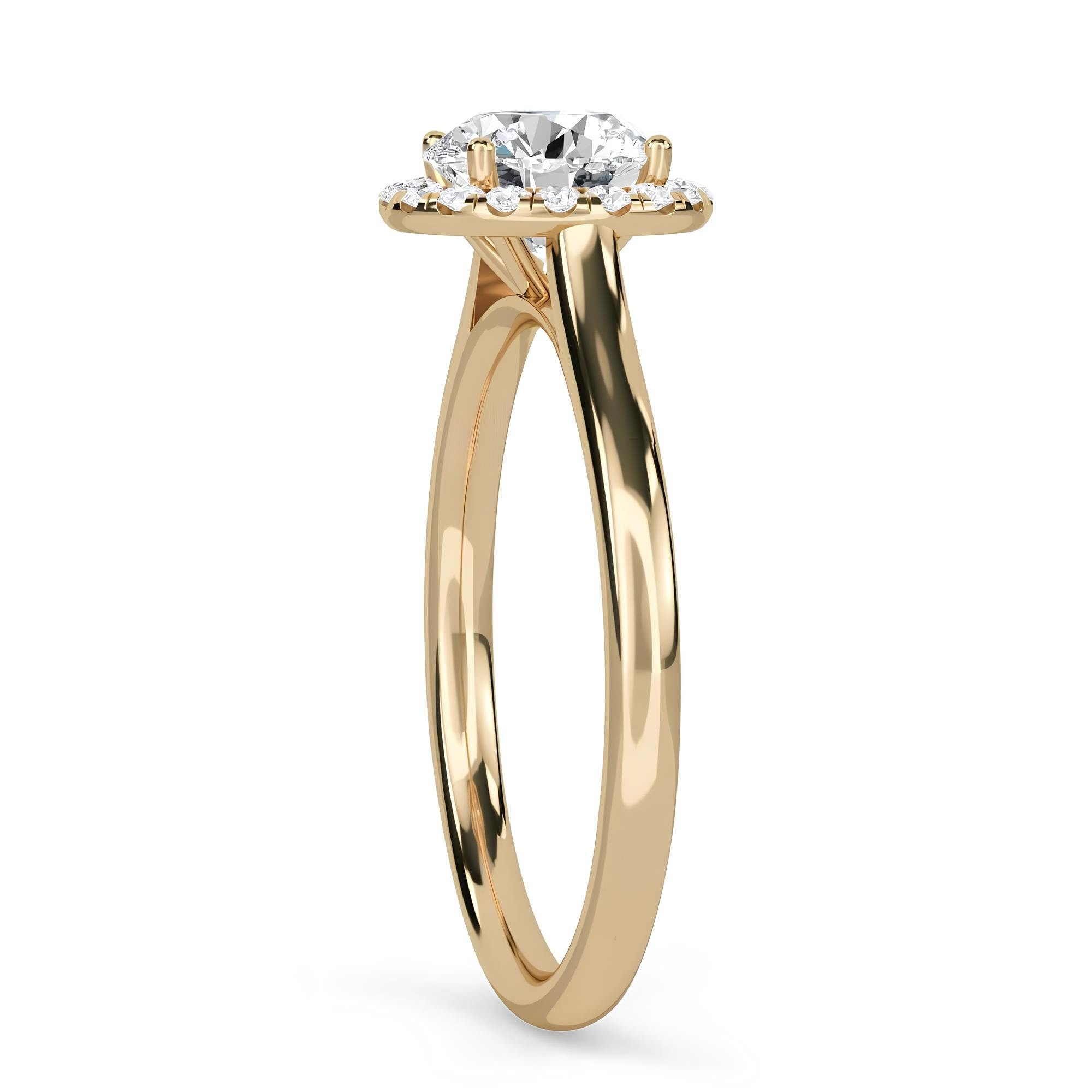 2.00 CTW Round Lab-Grown Diamond Halo Engagement Ring – EF VS/SI Certified Diamonds – Elegant Round Cut Diamond Ring for Women