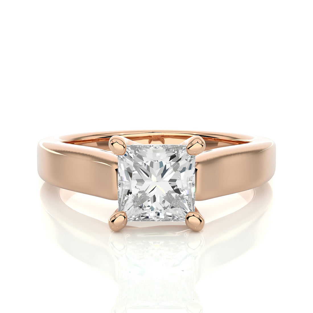 Certified 1.50 Ct Princess Cut Lab-Grown Diamond Solitaire Engagement Ring / EF VS/SI Conflict-Free Diamond / 14K Real Gold Anniversary & Wedding Ring