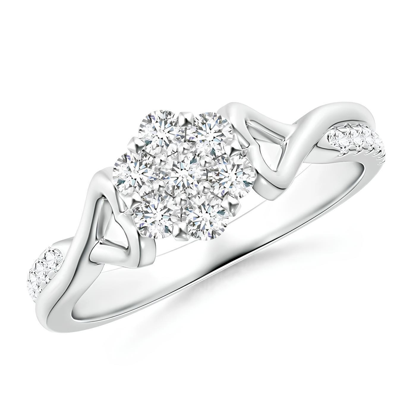 Floral Solitaire Engagement Ring IGI Certified EF VS/SI Lab-Grown Diamond in 14K Gold or Platinum Wedding Ring Gift