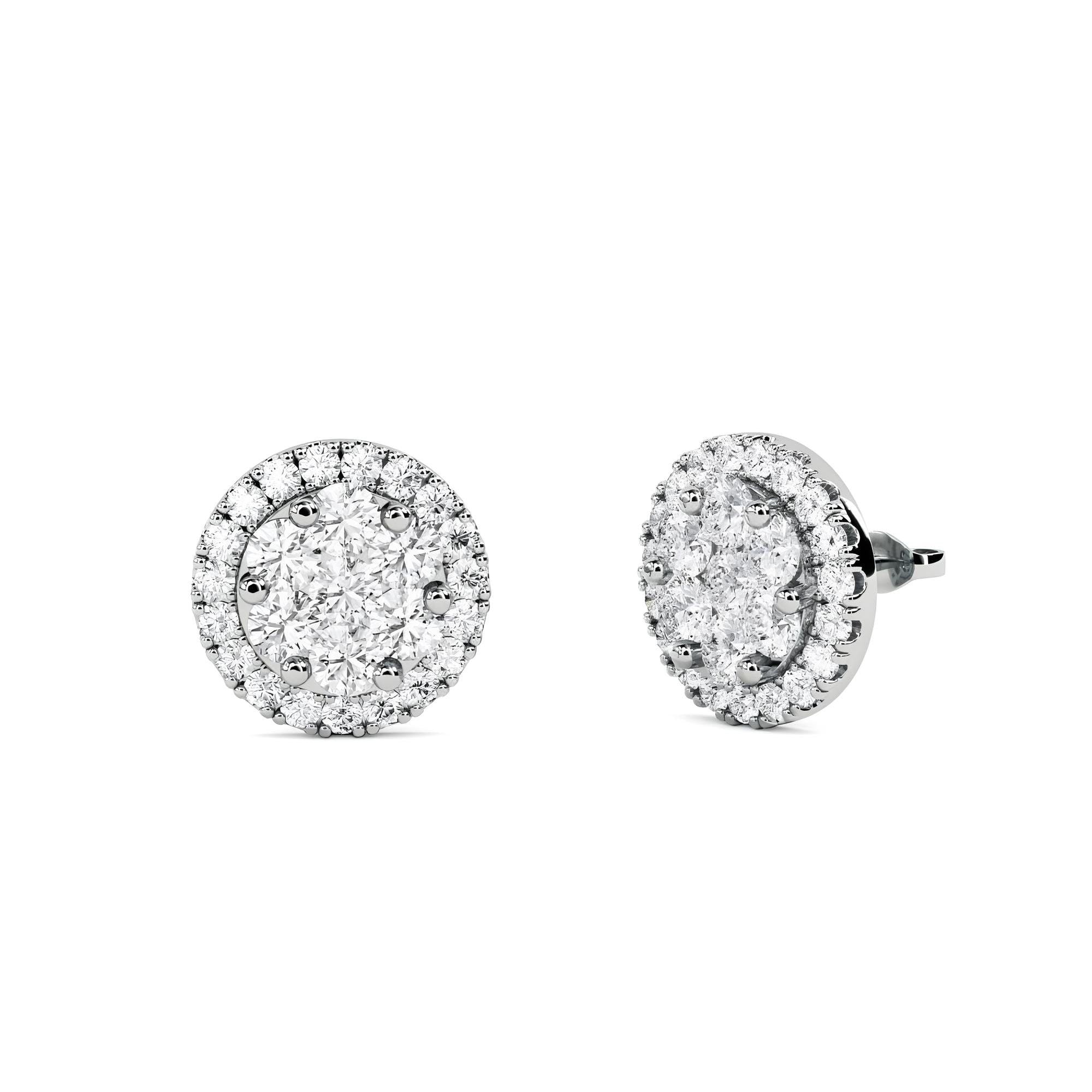 1.00 CTW Round Cut EF VS/SI Lab-Grown Diamond Cluster Stud Earrings 14K Gold Halo Style Diamond Earrings