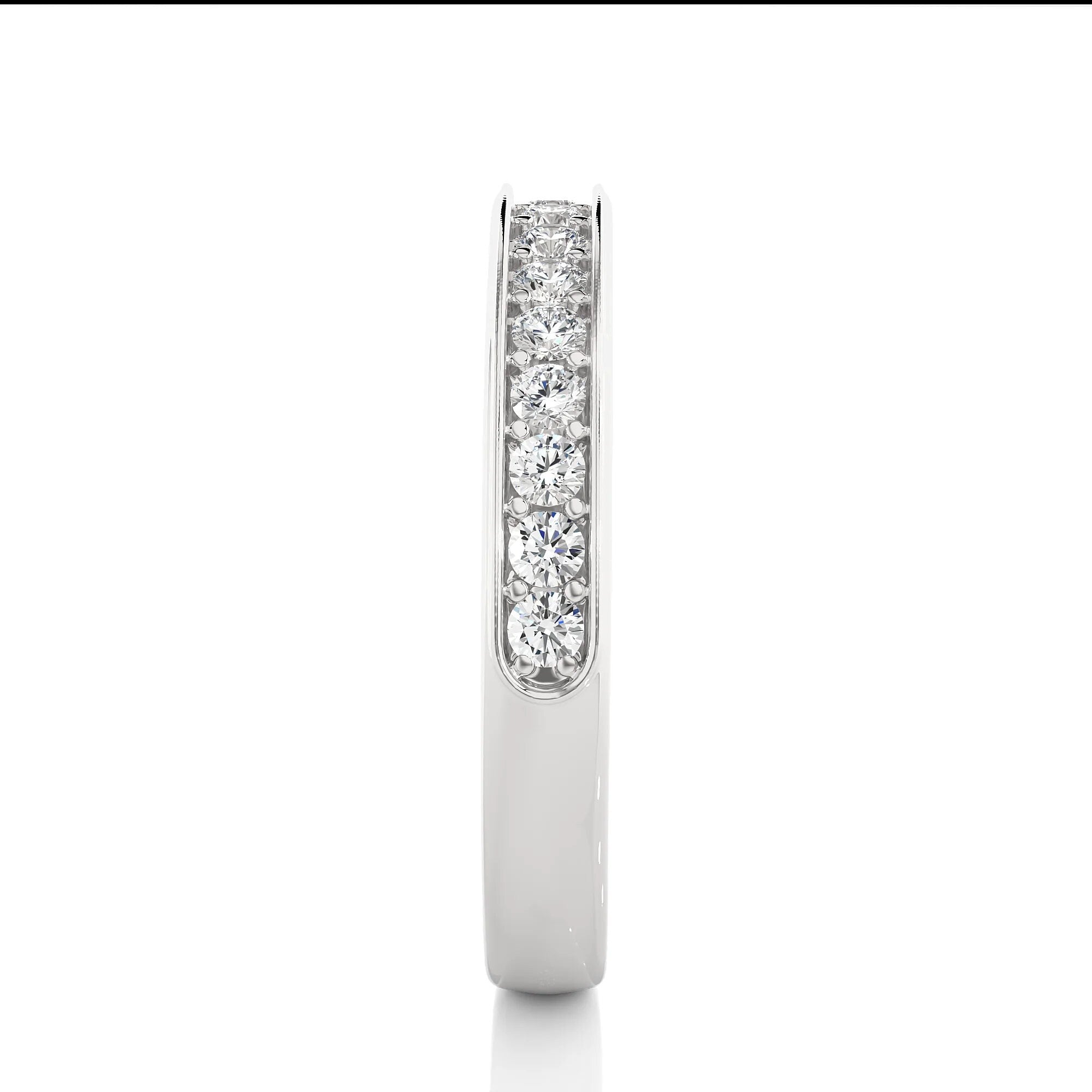 2.00MM Round Cut EF VS/SI Lab-Grown Diamond Band – Minimalist Half Eternity Ring in 14K Gold | Stackable, Matching, Anniversary Gift for Her