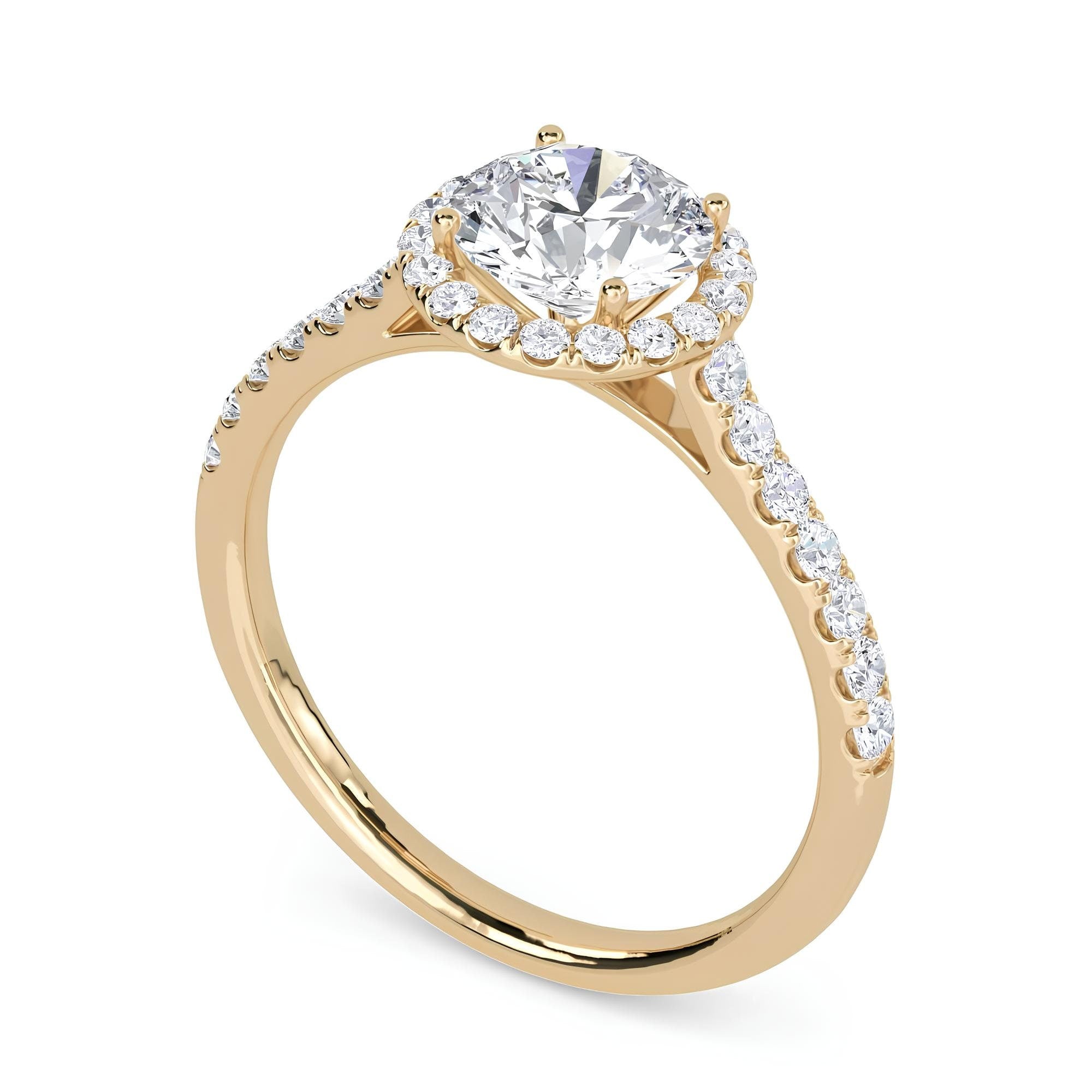 1.00 CT Round Lab-Grown Diamond Halo Engagement Ring EF VS/SI Certified Diamond in 14K Gold