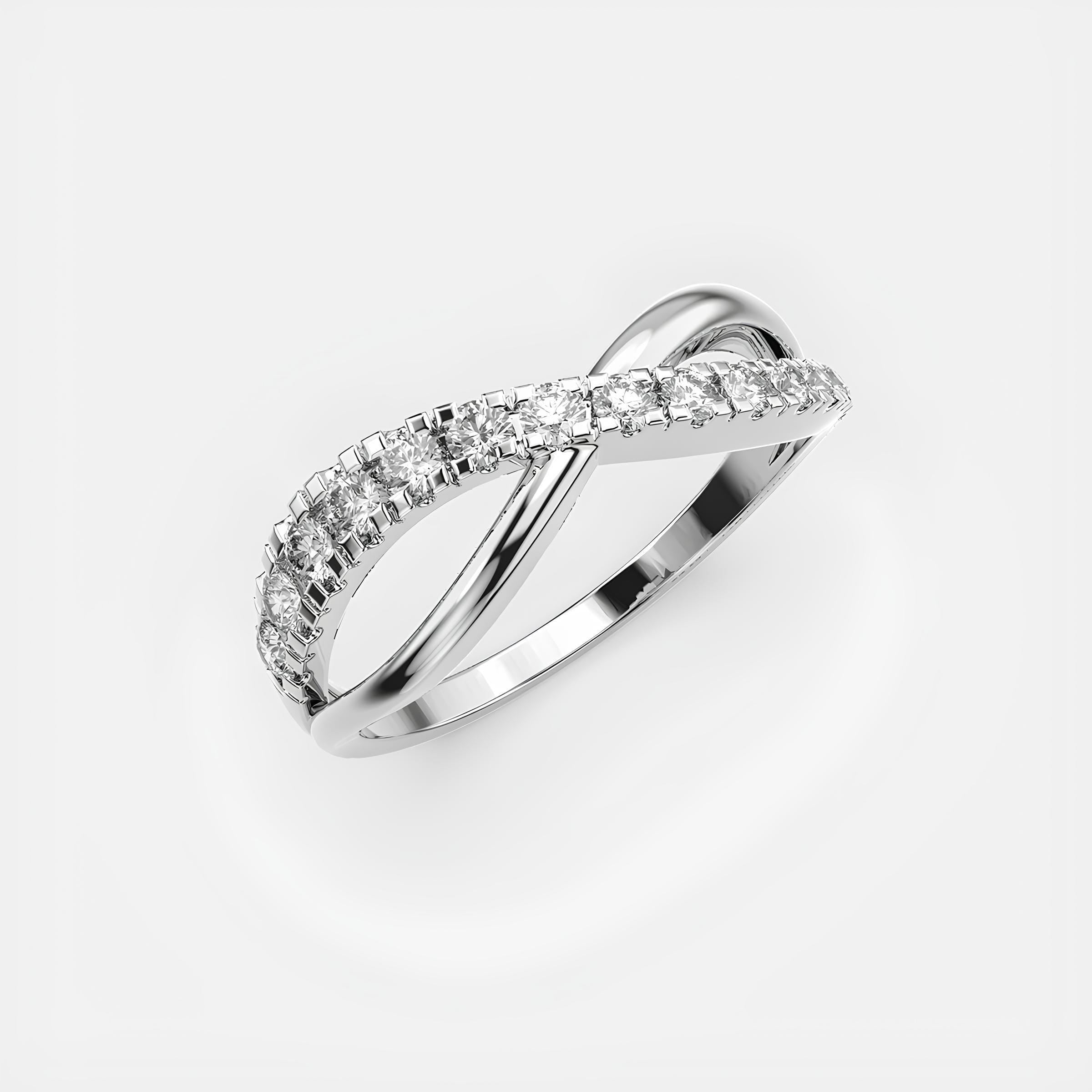 Rising Waves EF VS/SI Lab-Created Diamond Half Eternity Wedding Band – 14K Solid Gold