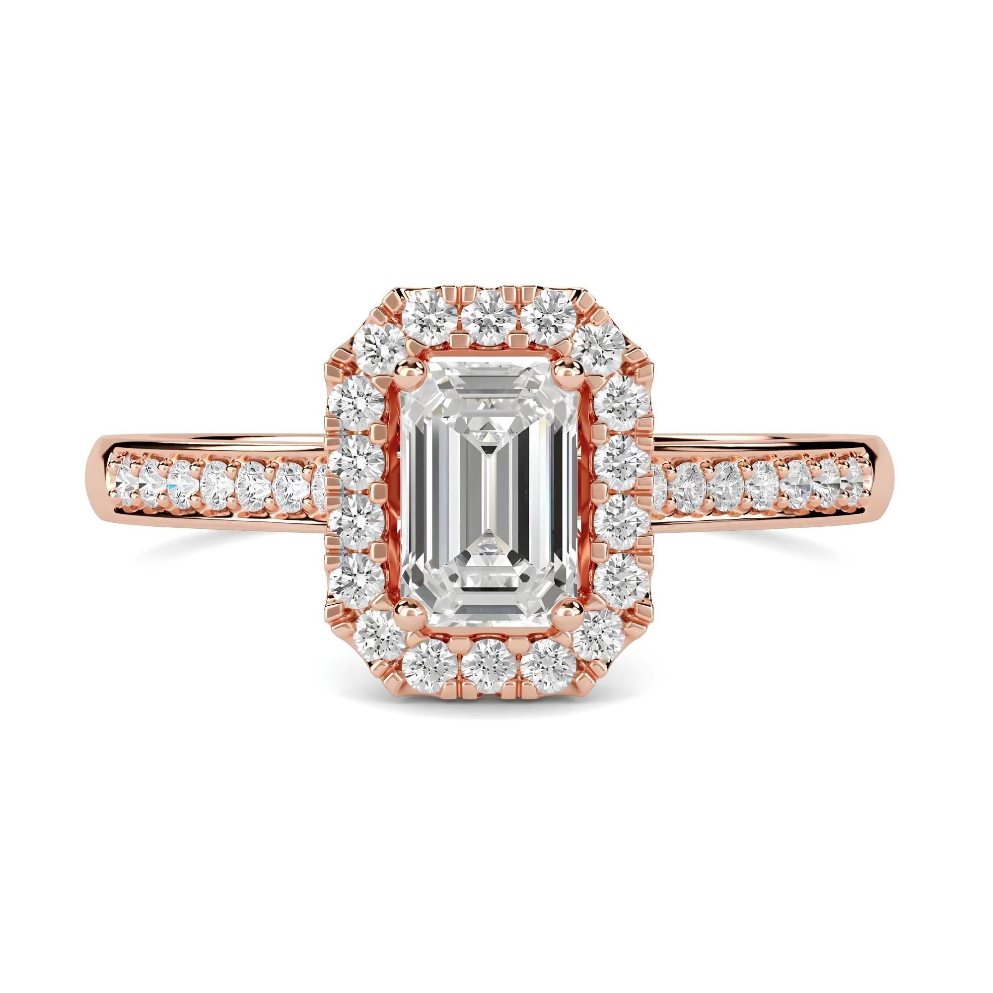 Sparkling Emerald Halo Engagement Ring – 1.00 CT EF VS/SI IGI Certified Lab-Grown Diamond in 14K Gold