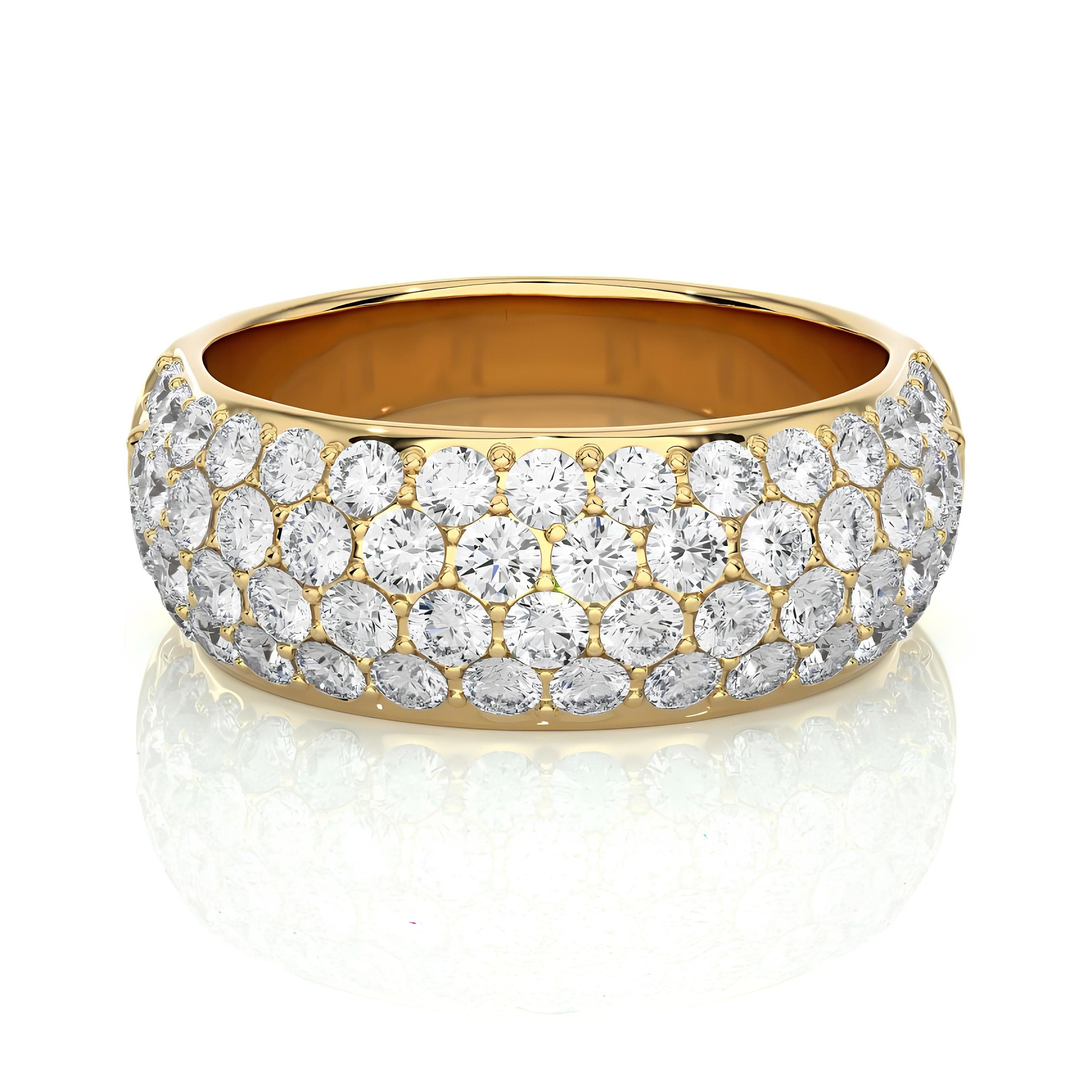 1.90 Carat Lab-Grown Diamond Cluster Eternity Wedding Band – Unique Diamond Ring 14K Gold