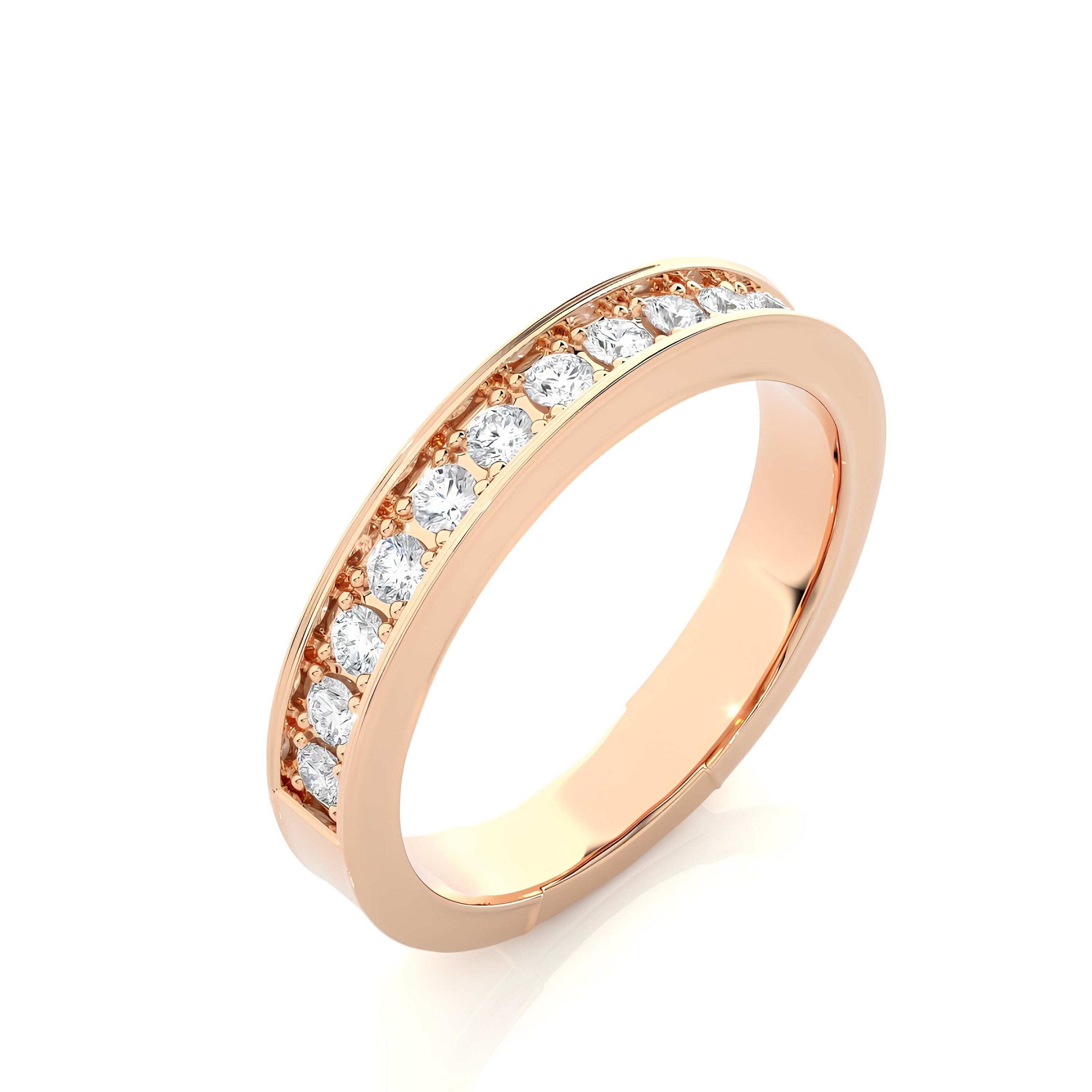 2.20MM EF VS/SI Lab-Grown Diamond Half Eternity Band – Channel-Set 14K Gold, Unique Wedding Ring