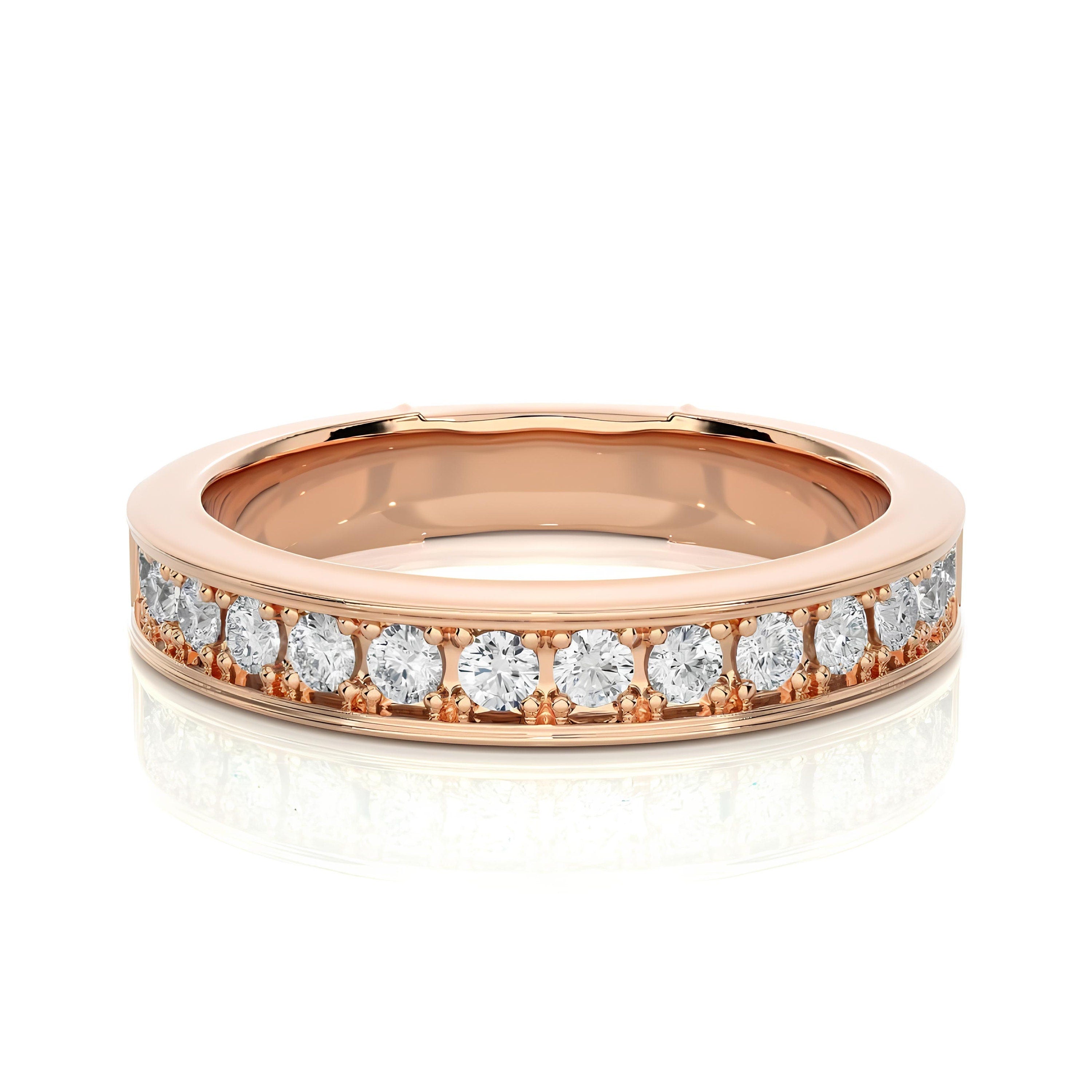 2.20MM EF VS/SI Lab-Grown Diamond Half Eternity Band – Channel-Set 14K Gold, Unique Wedding Ring