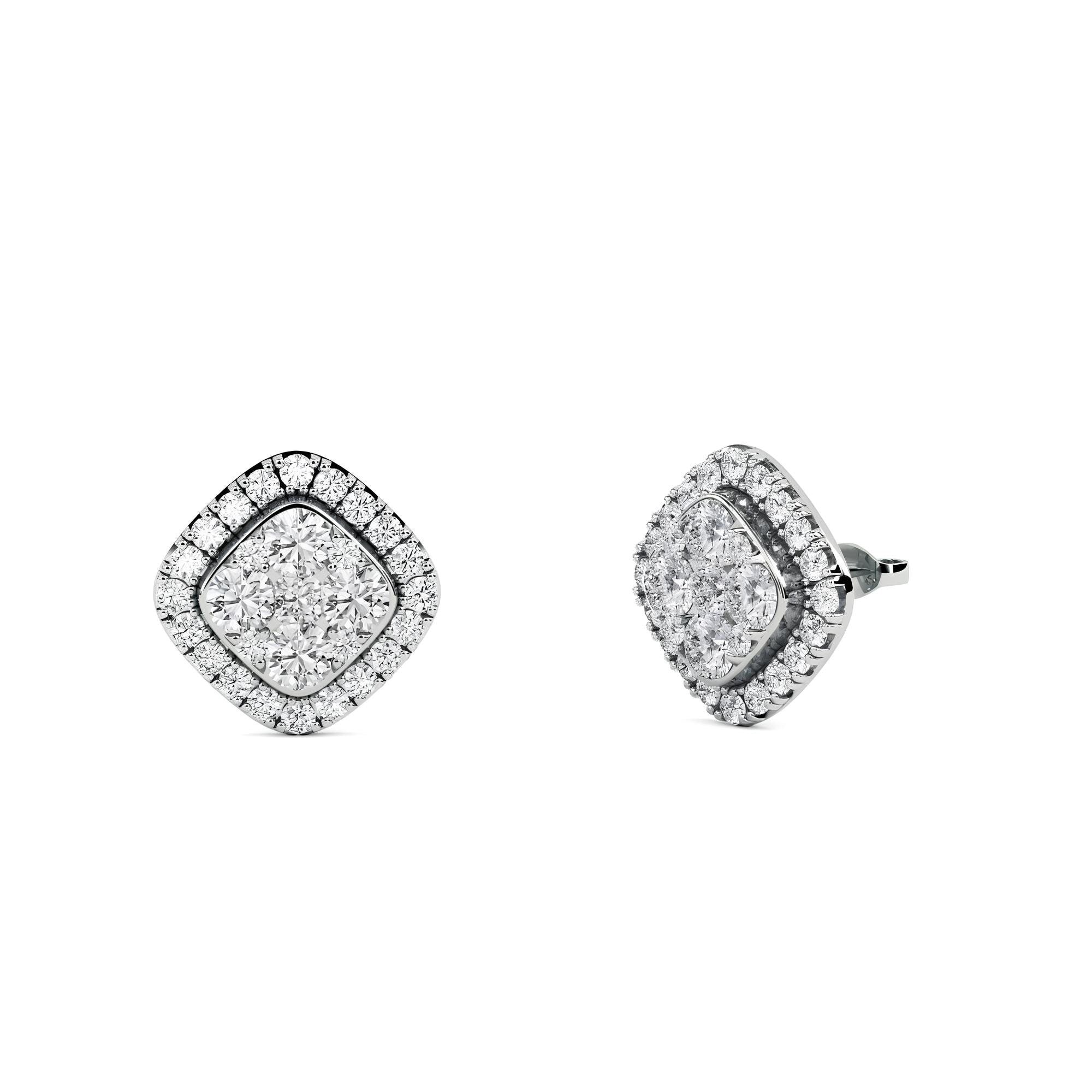 1.00 CTW Round Cut EF VS/SI Lab-Grown Diamond Cluster Stud Earrings 14K Gold Halo Style Diamond Earrings
