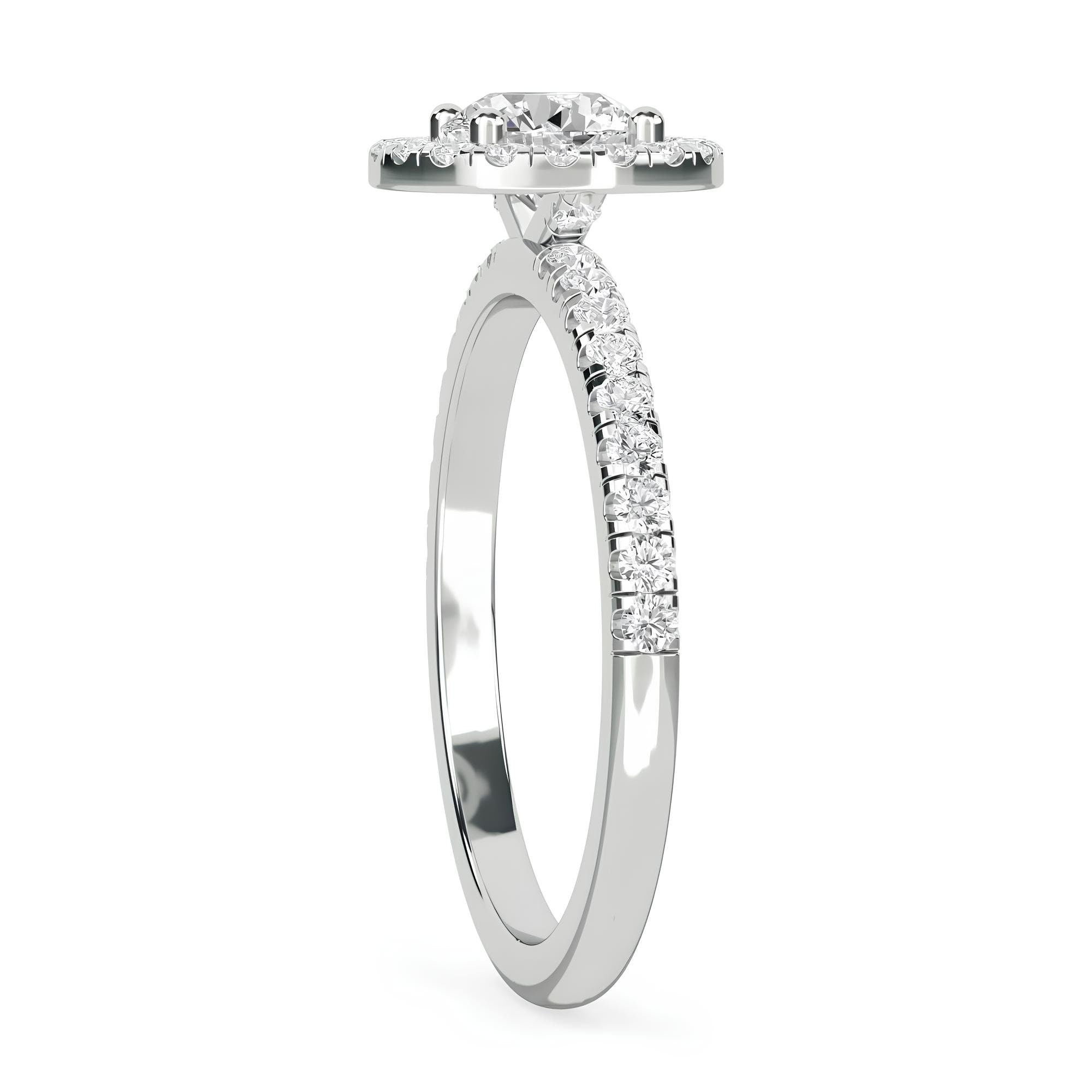 Elegant 1.00 CT Lab-Grown Diamond Halo Engagement Ring – IGI Certified EF VS/SI Round Diamond in 14K Gold