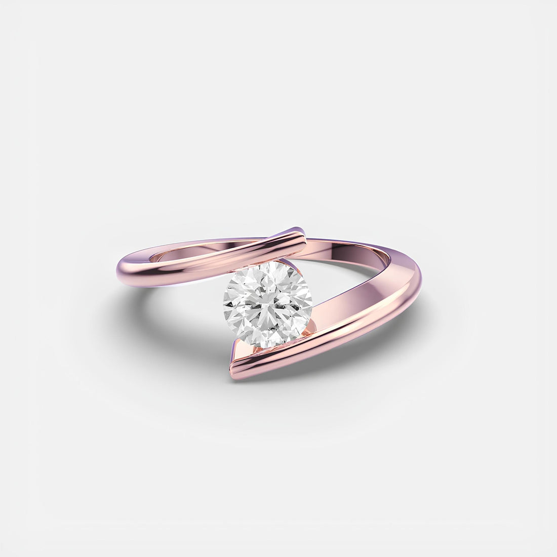 Solitaire Round Diamond Ring – EF VS/SI Lab-Created Diamond Wedding Band | Delicate 14K Solid Yellow Gold Ring