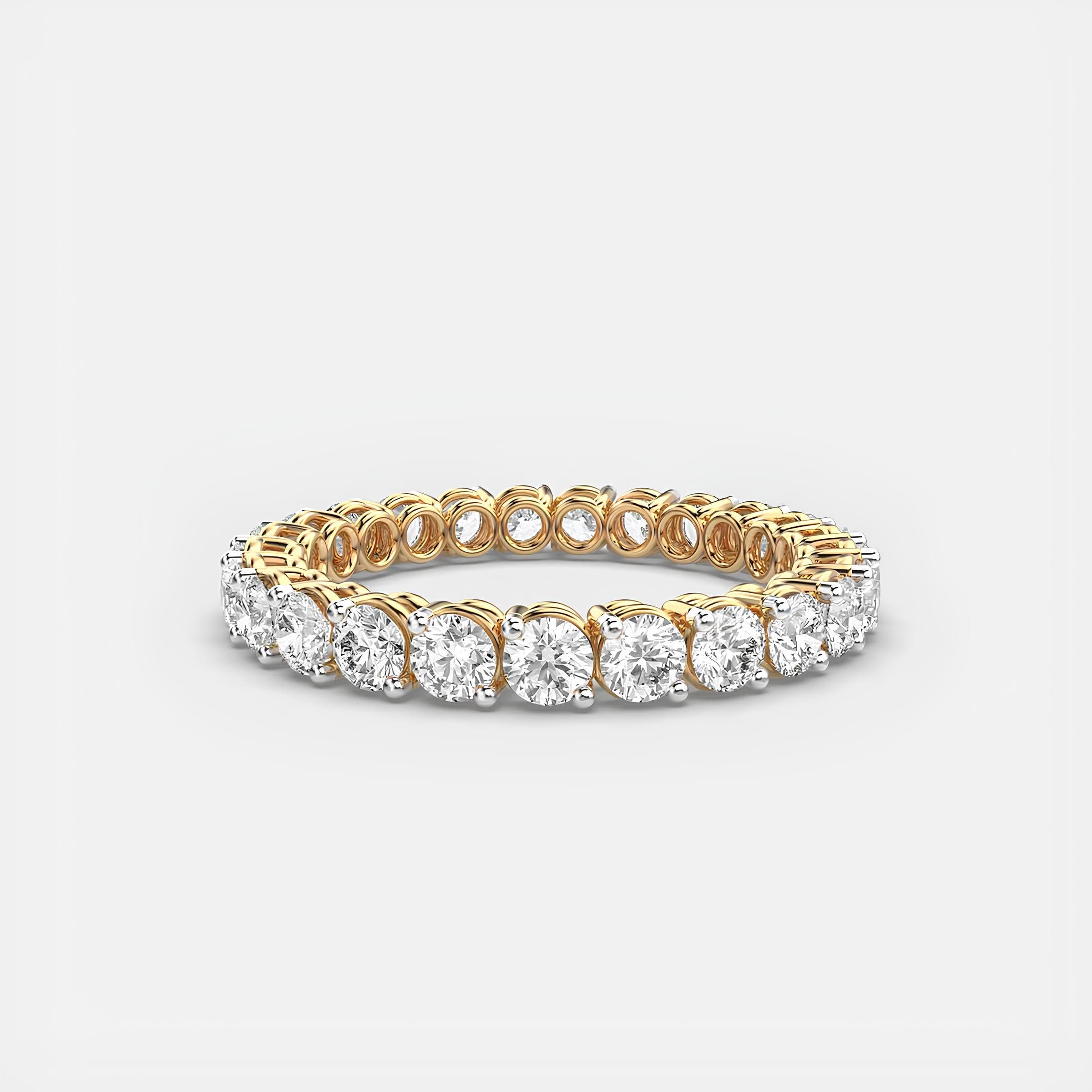 Round EF Lab-Created Diamond Full Eternity Wedding Band – 14K Solid Gold