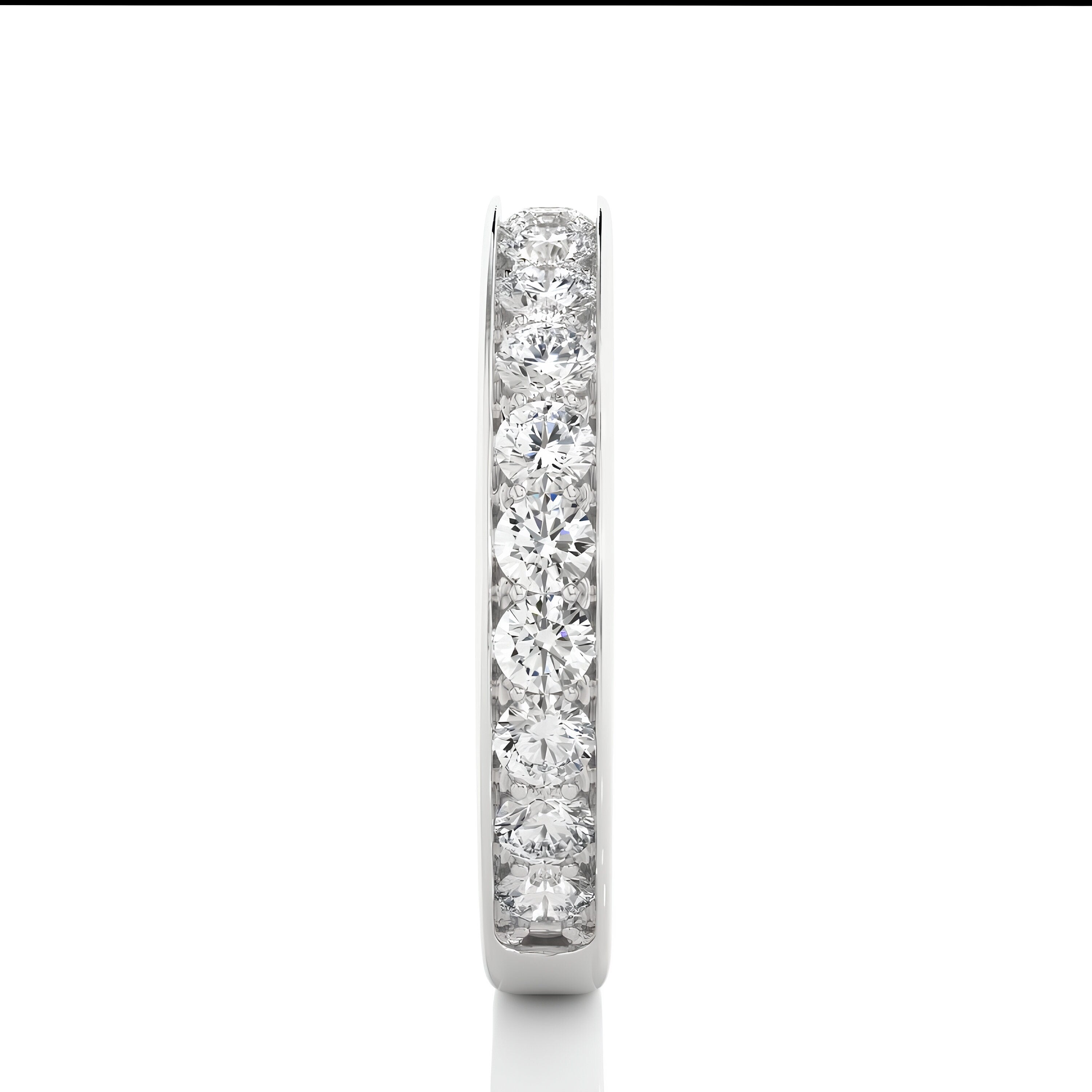 2.50MM Round Cut Colorless Lab-Grown Diamond Half Eternity Band– Channel-Set 14K Gold Matching Wedding and Stacking Ring, Bridal Set