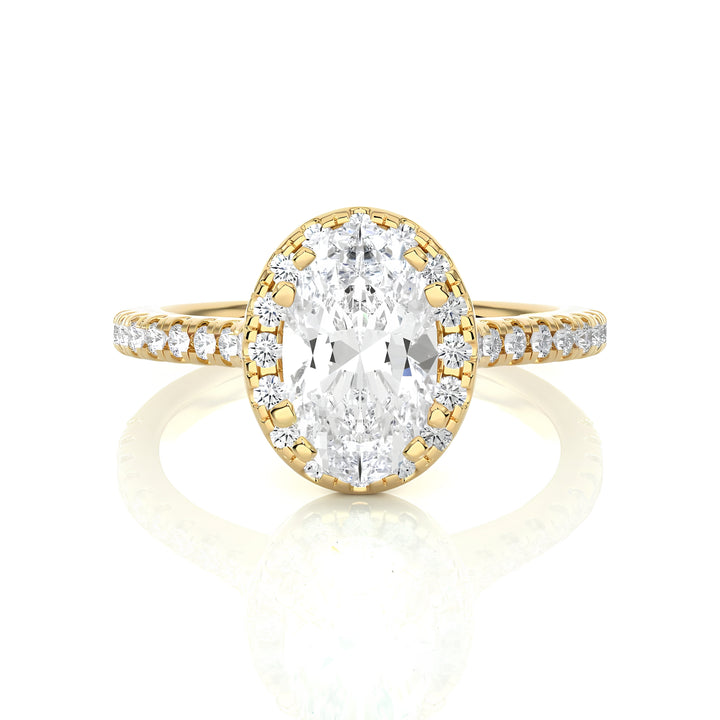 IGI Certified 1.00 Ct Oval Lab-Grown Diamond Halo Engagement Ring / Solid Real Gold Wedding Ring / Wedding & Anniversary Ring For Gift