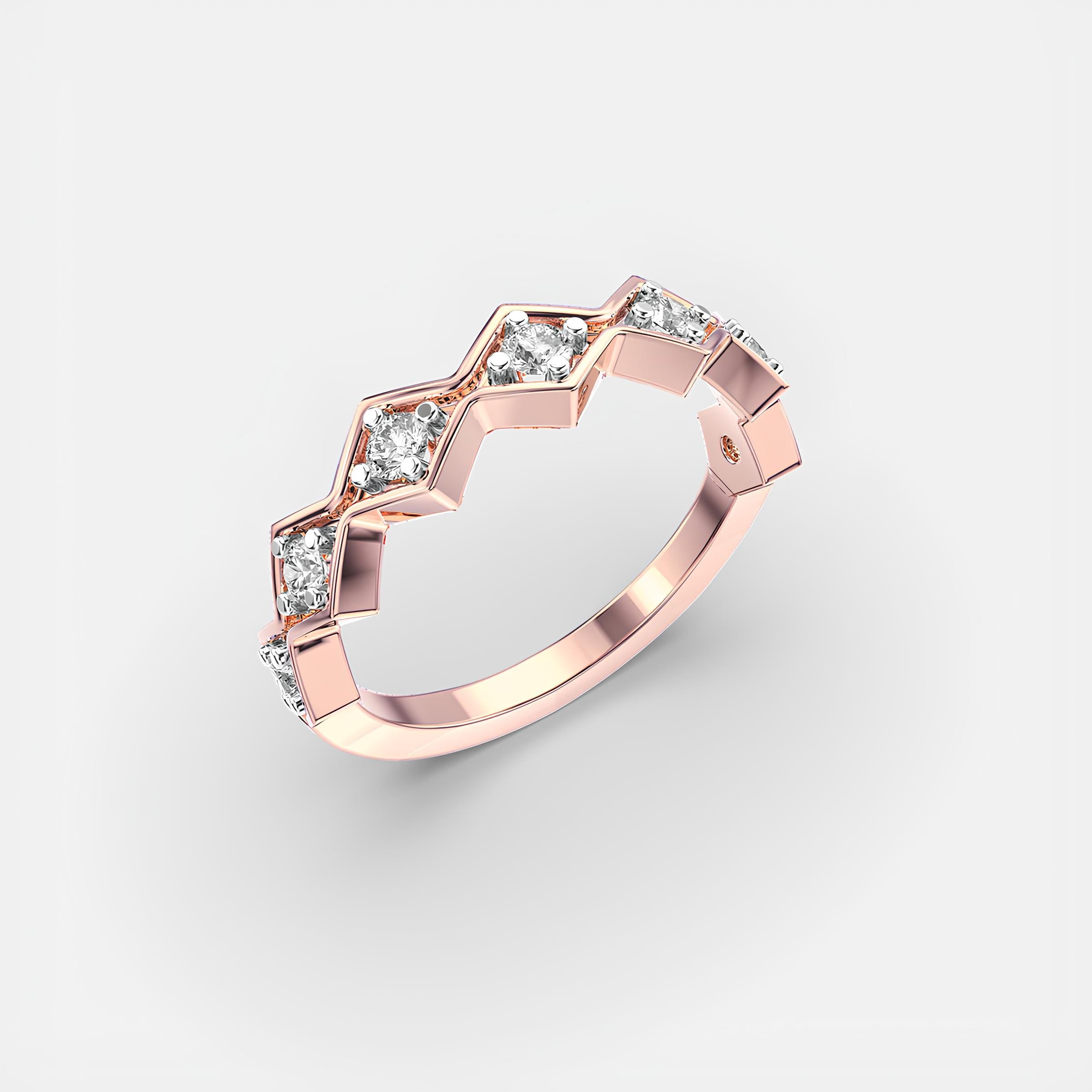 Round Cut EF VS-SI Lab-Grown Diamond Half Eternity Band – Stackable Anniversary Gift Ring 14K Gold