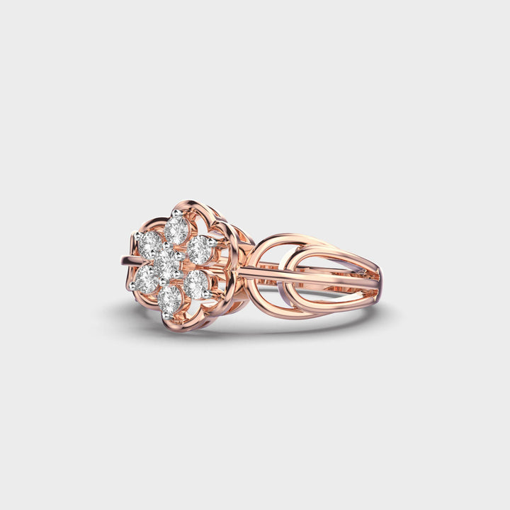 Elegant Flower Diamond Ring EF VS/SI Lab-Created Diamond Half Eternity Engagement & Wedding Band for Women in 14K Solid Gold