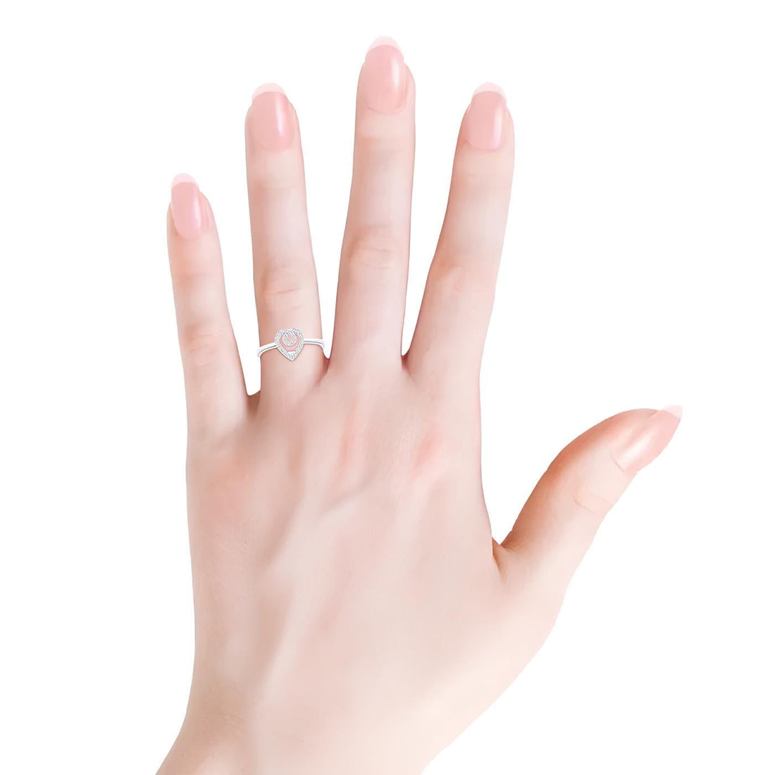 Elegant Heart Design Ring – Lab-Grown Round Cut Diamonds in 14K Gold | Prong-Set Women's Half Eternity Engagement Band