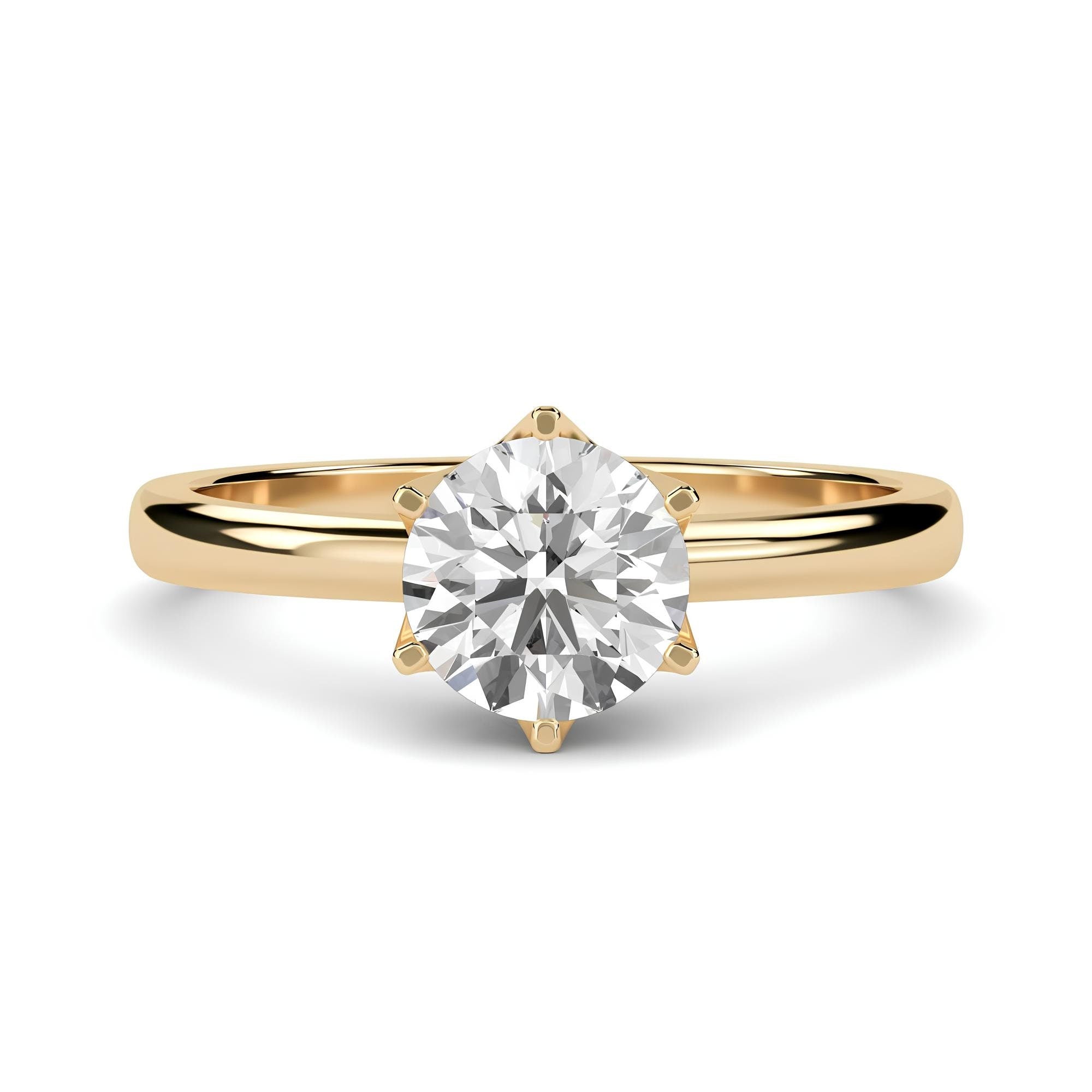 0.25–2.00 CT Round Cut EF VS/SI Lab-Grown Diamond Solitaire Engagement Ring – IGI Certified, Conflict-Free Diamond in Solid Gold Wedding Ring