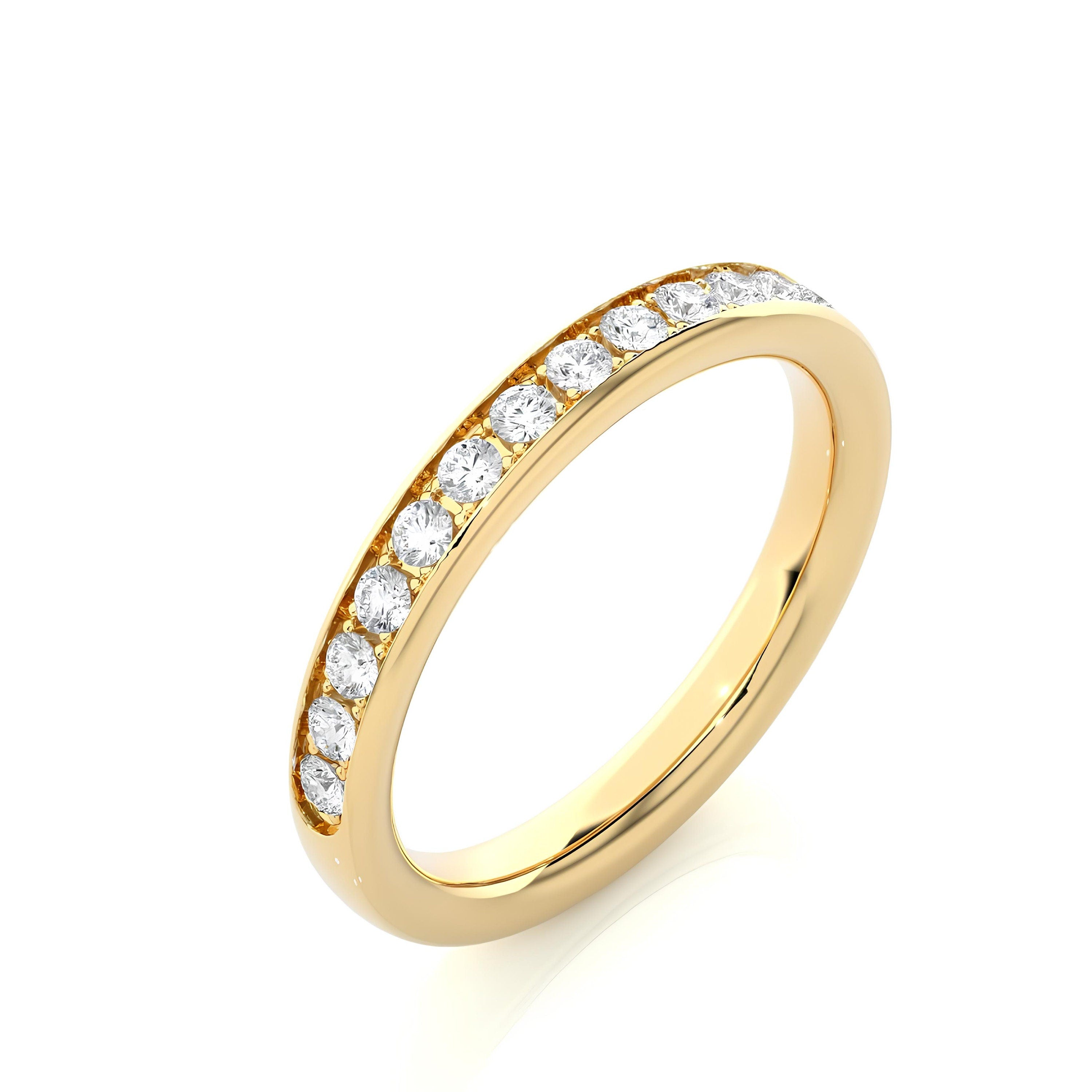 1.75 mm Micro Pave Lab-Grown Diamond Eternity Ring – Delicate Stacking Wedding Band 14k Gold