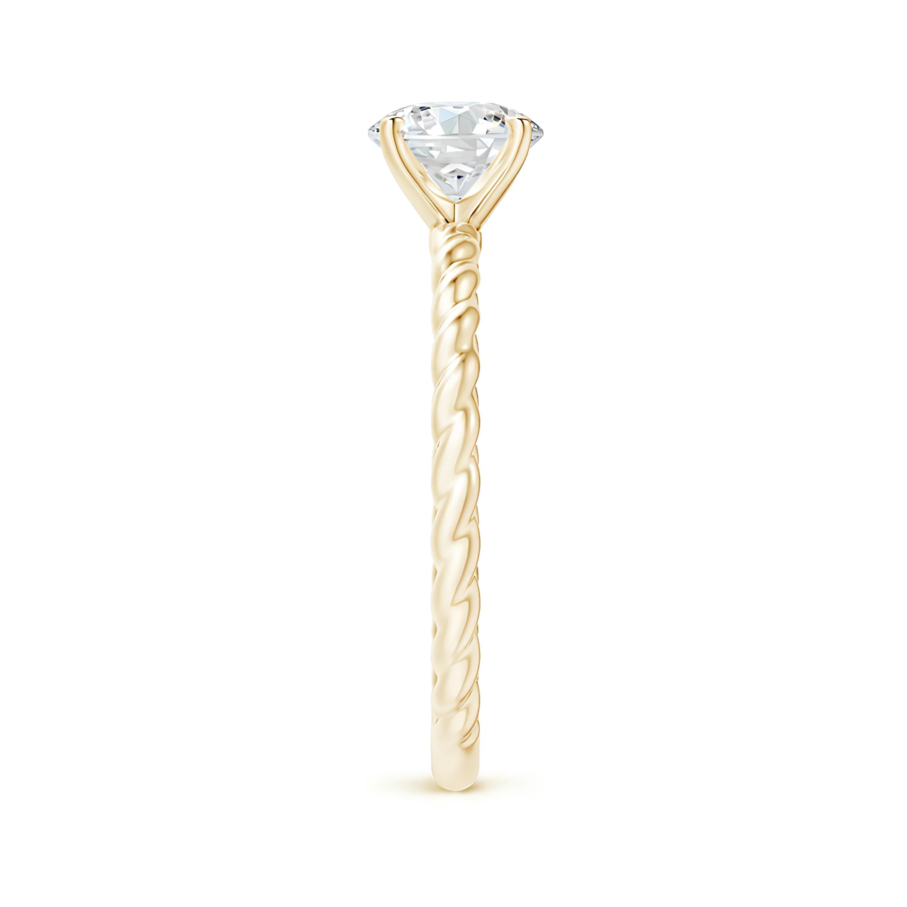 Twisted Shank Round Diamond Ring EF VS/SI Lab-Created Diamond Engagement Ring & Wedding Band in 14K Solid Gold