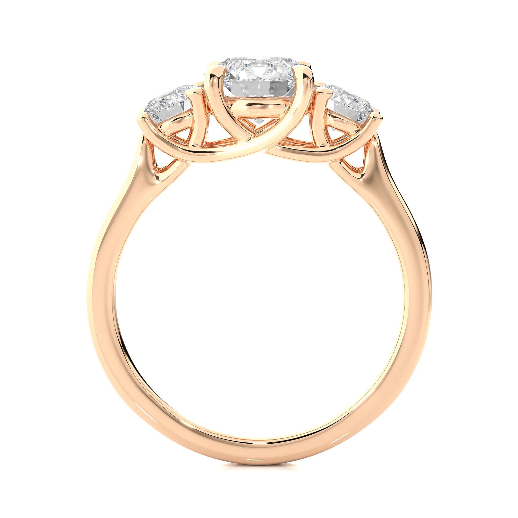Round Three-Stone Engagement Ring – EF VS/SI Lab-Created Diamonds, Excellent Cut – Promise, Wedding, or Anniversary Ring for Her