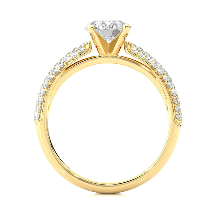 Exclusive Certified EF VS/SI Lab-Grown Diamond Three-Row Wedding Band IGI Certified Solitaire Engagement Ring in Luxe 14K Gold