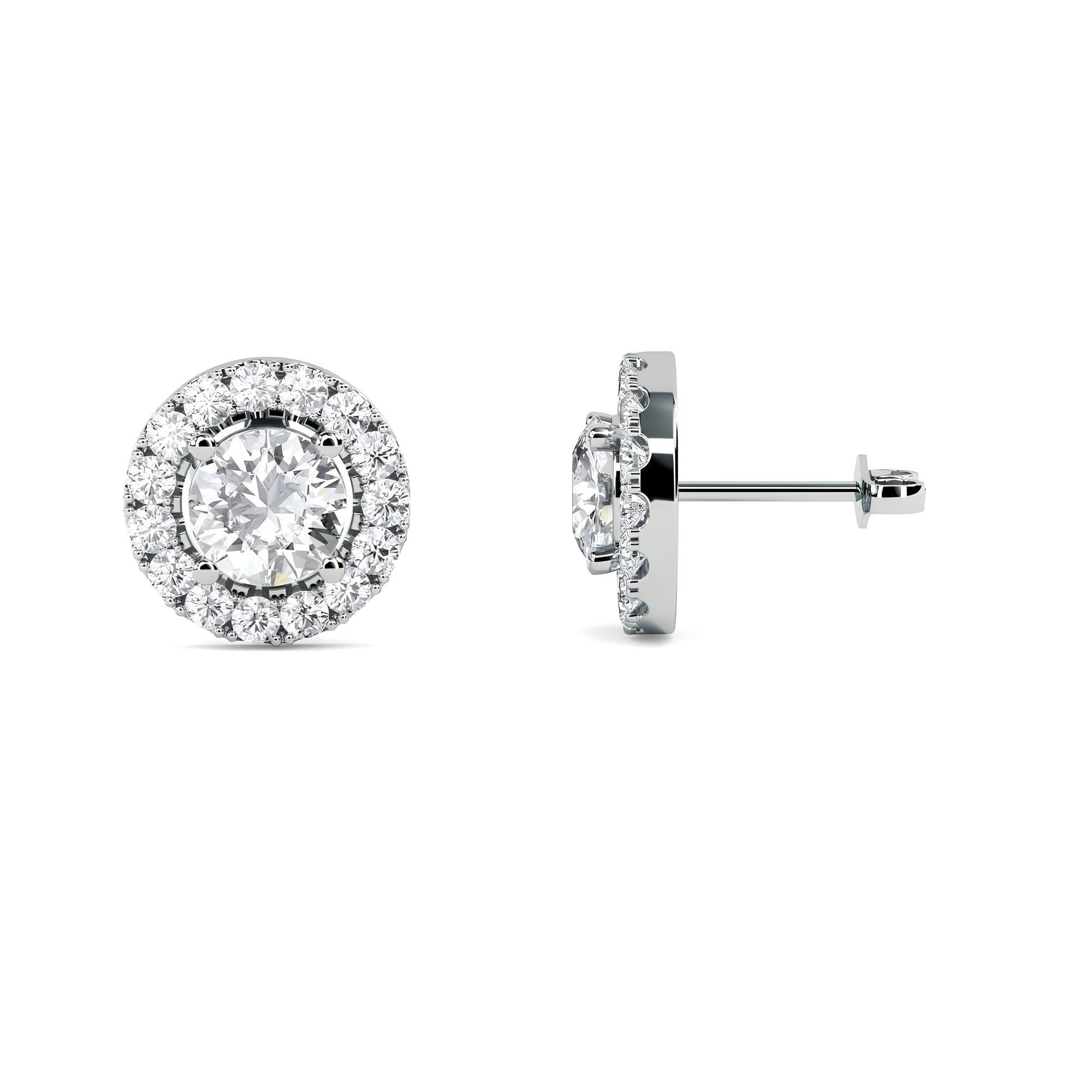 IGI Certified 0.80 CTW EF VS/SI Round Cut Lab-Grown Diamond Halo Stud Earrings 14K Gold Earrings for Bridesmaids