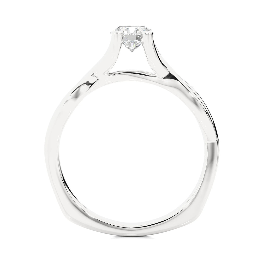 IGI Certified 0.25 - 2.00 Ct EF VS/SI Lab Grown Diamond Twisted Solitaire Engagement Ring / 14K Real Gold Ring