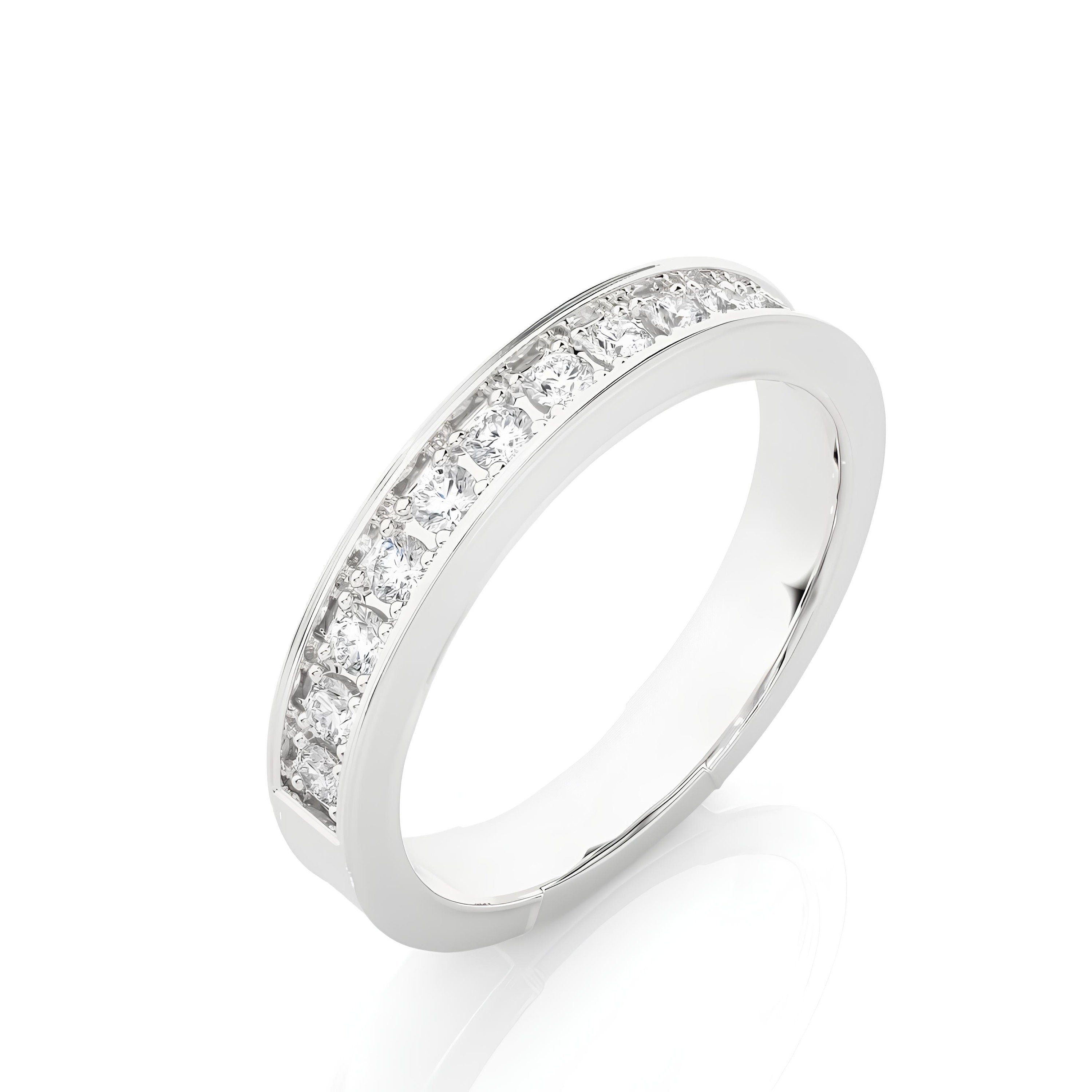 2.20MM EF VS/SI Lab-Grown Diamond Half Eternity Band – Channel-Set 14K Gold, Unique Wedding Ring