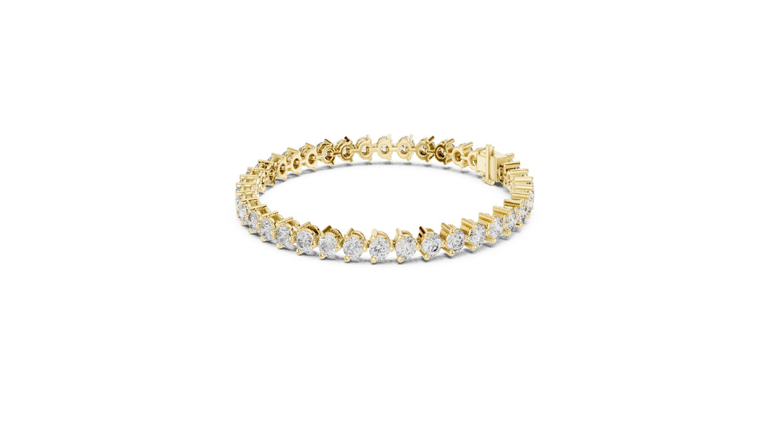 7.98 CT EF VS/SI Lab Grown Certified Round Cut Diamond Tennis Wedding Bracelet For Women's 14K Yellow Gold