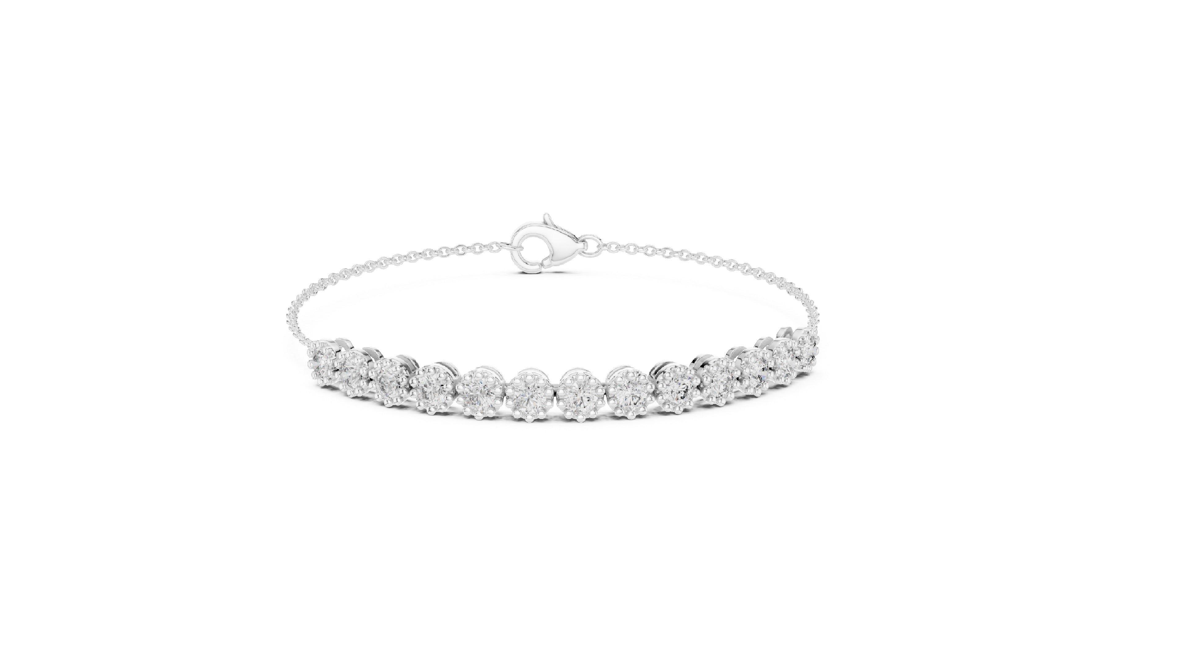 2.09 CT EF VS/SI Lab Grown Certified Round Cut Diamond Chain Wedding Bracelet For Women's 14K Rose Gold
