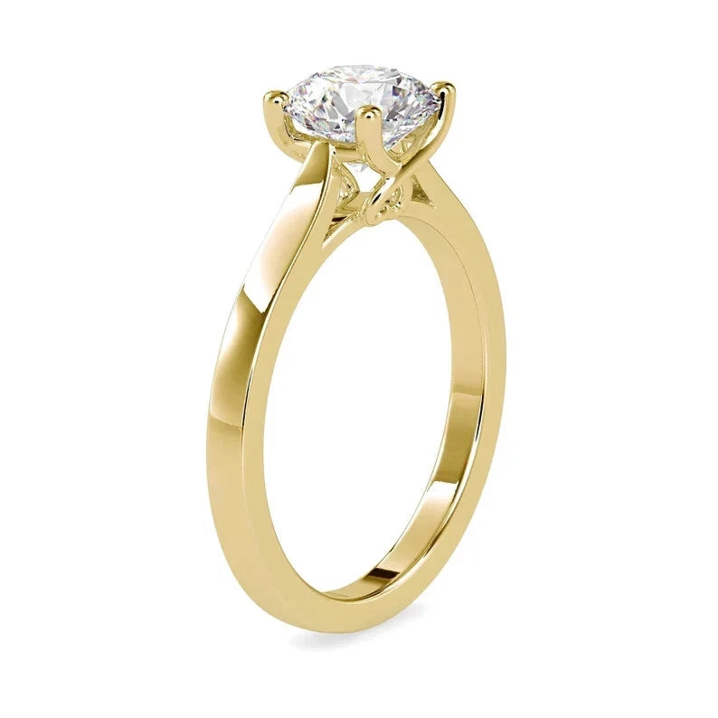 1 CT Certified EF VS/SI Lab Grown Diamond Engagement Ring 925 Sterling Silver With Vermeil Gold