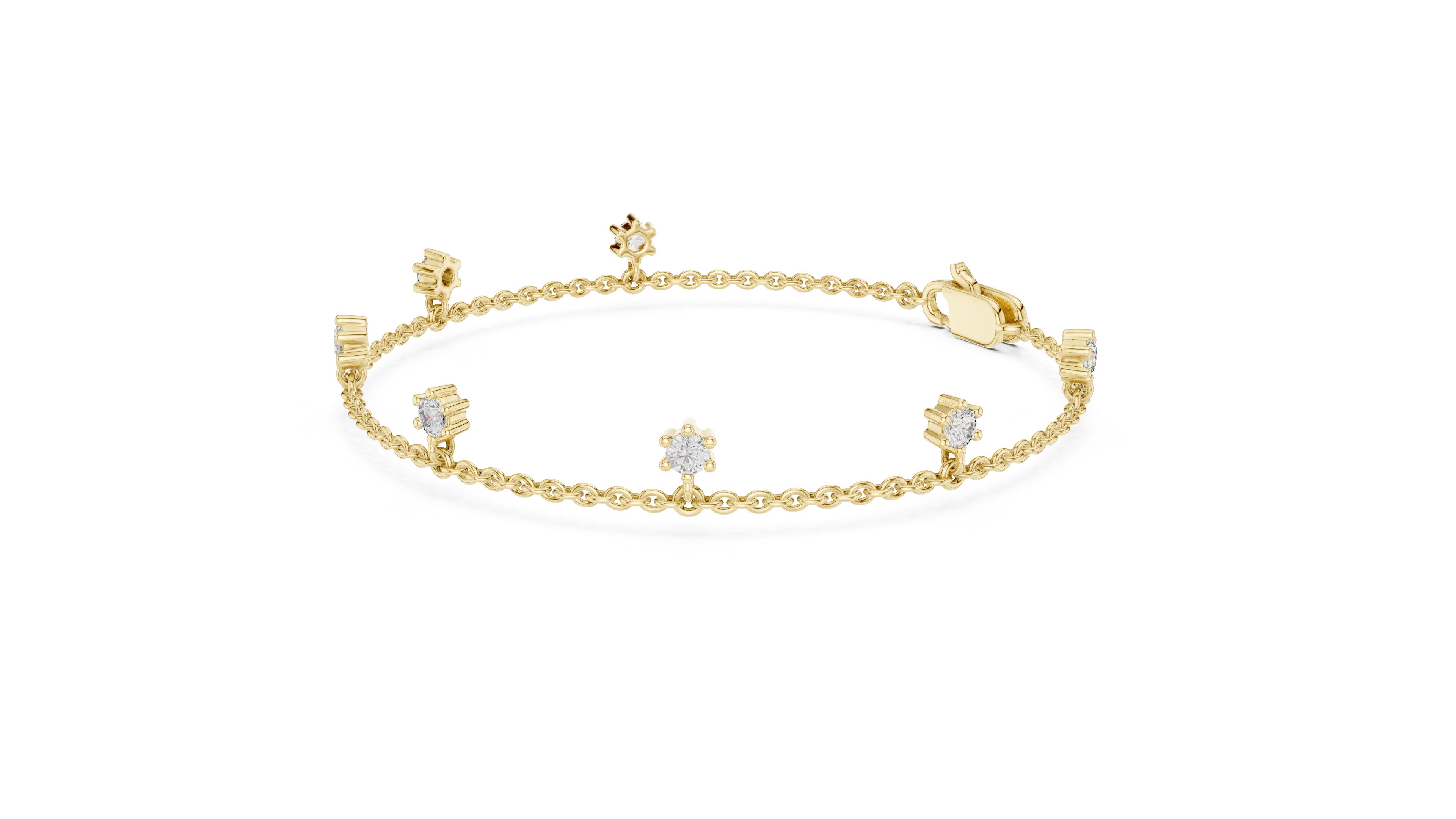 0.77 CT EF VS/SI Lab Grown Certified Round Cut Diamond Chain Wedding Bracelet For Women's 14K White Gold