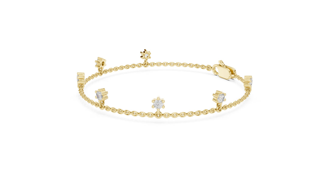 0.77 CT EF VS/SI Lab Grown Certified Round Cut Diamond Chain Wedding Bracelet For Women's 14K White Gold