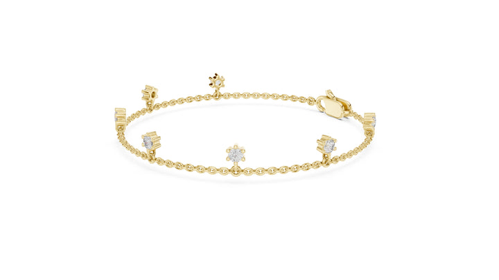 0.77 CT EF VS/SI Lab Grown Certified Round Cut Diamond Chain Wedding Bracelet For Women's 14K White Gold